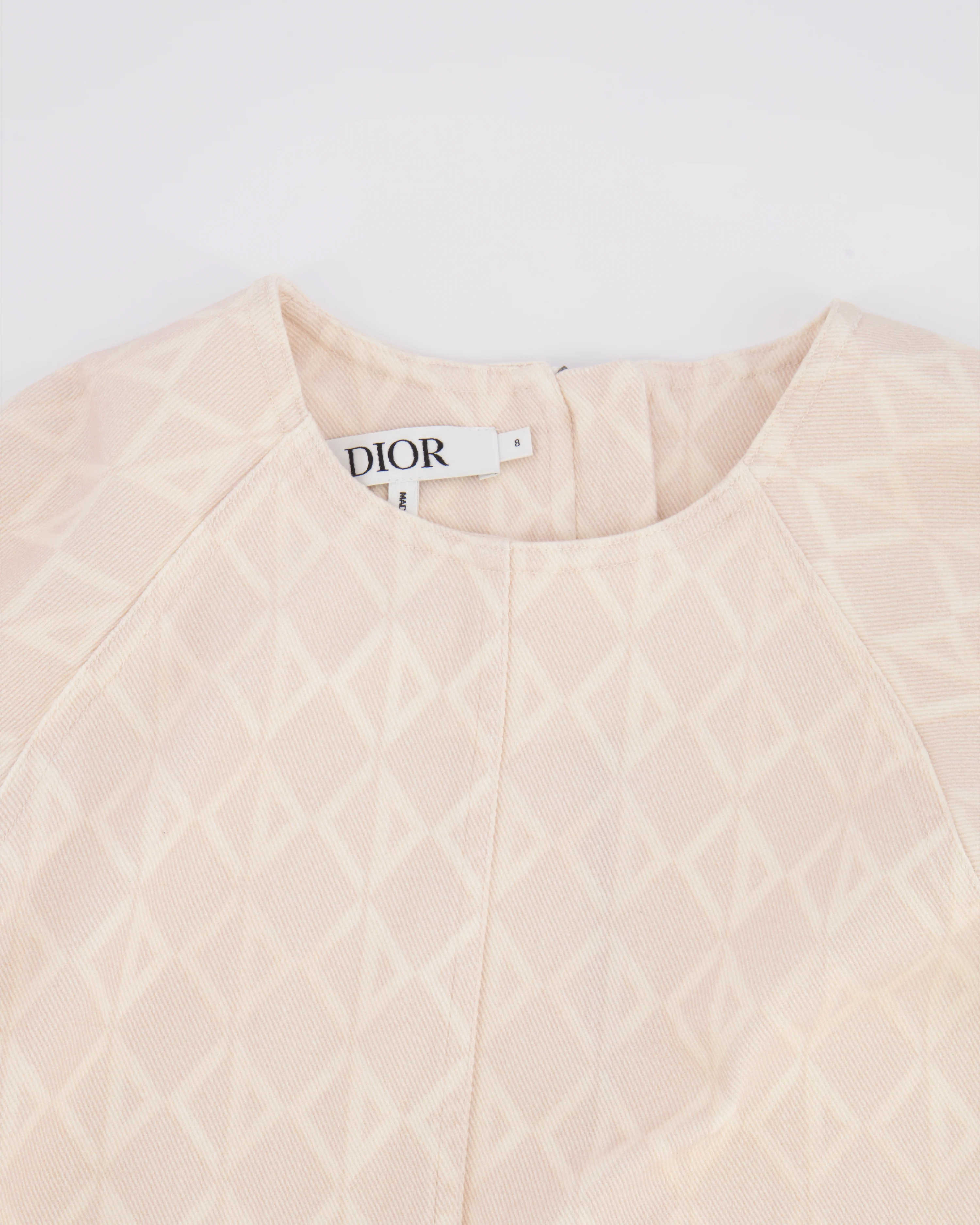 Christian Dior Kids Baby Pink and Cream Logo Printed Dress with Pockets Size 8 years RRP £795 - Image 3