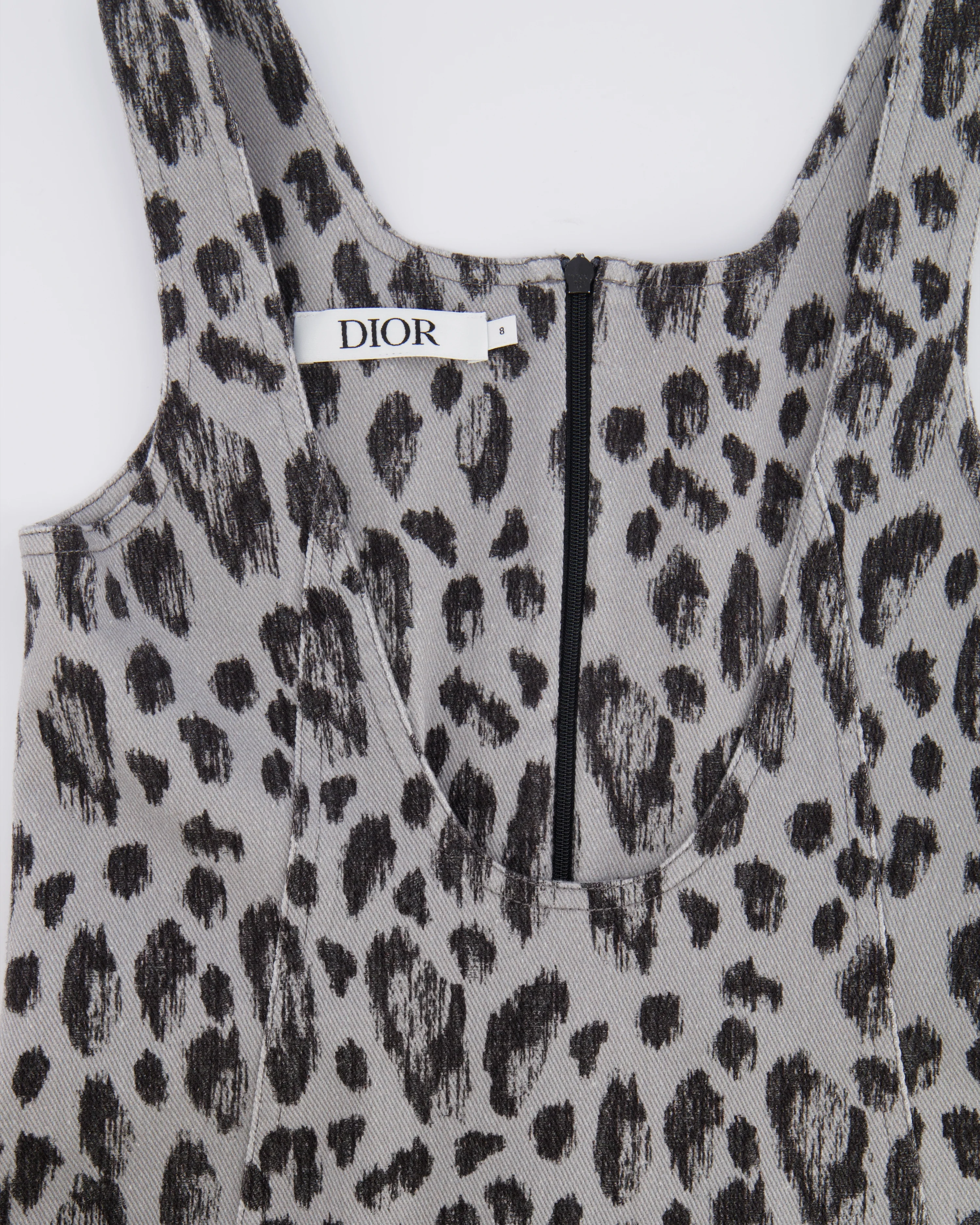 Christian Dior Kids FW23 Grey and Black Leopard Sleeveless Dress with Pocket Logo Detail Size 8 years RRP £800 - Image 3