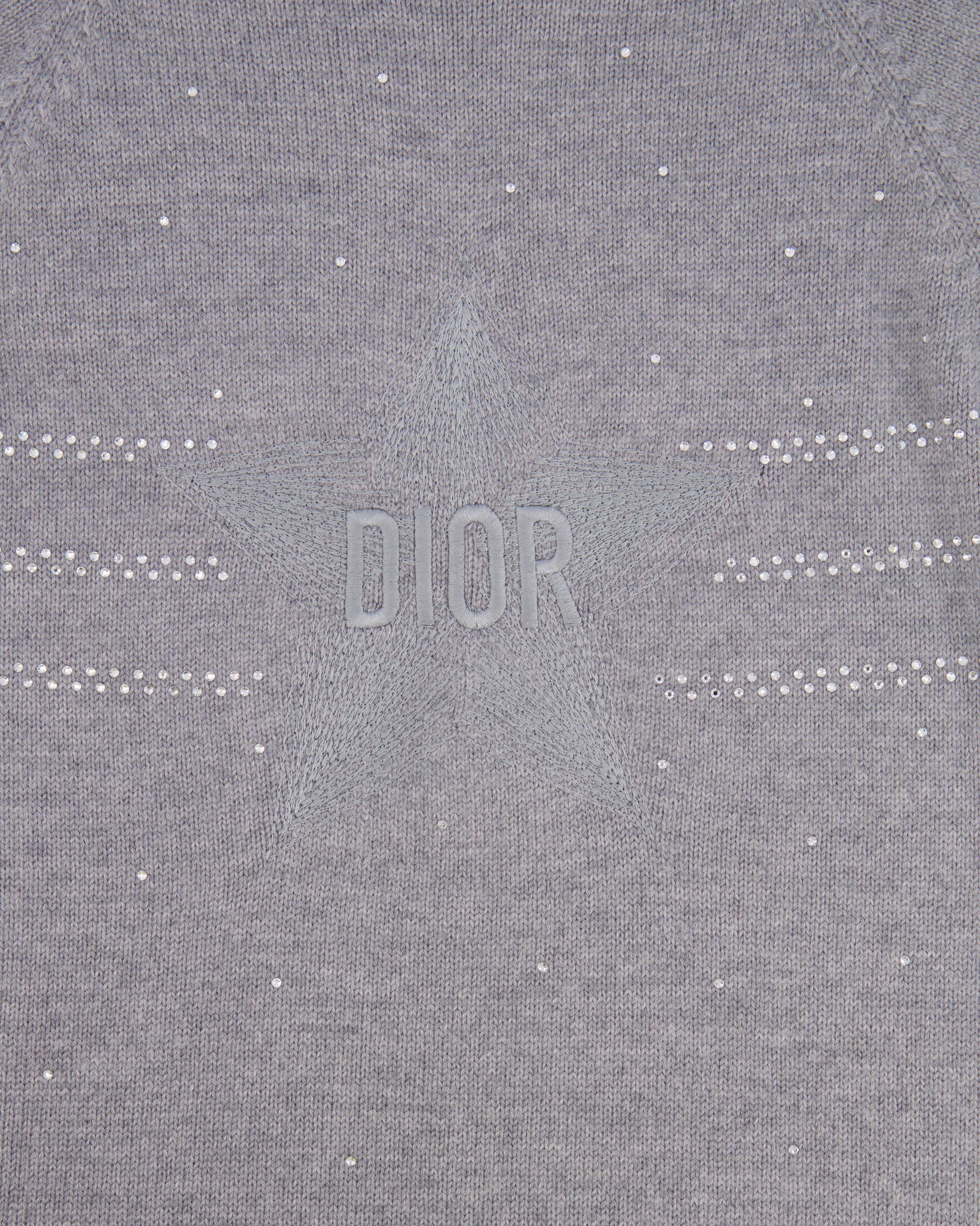 Christian Dior Kids Grey Knit Long-Sleeve Dress with Crystal Embellishments and Embroidered Logo Size 10 years RRP £800 - Image 4
