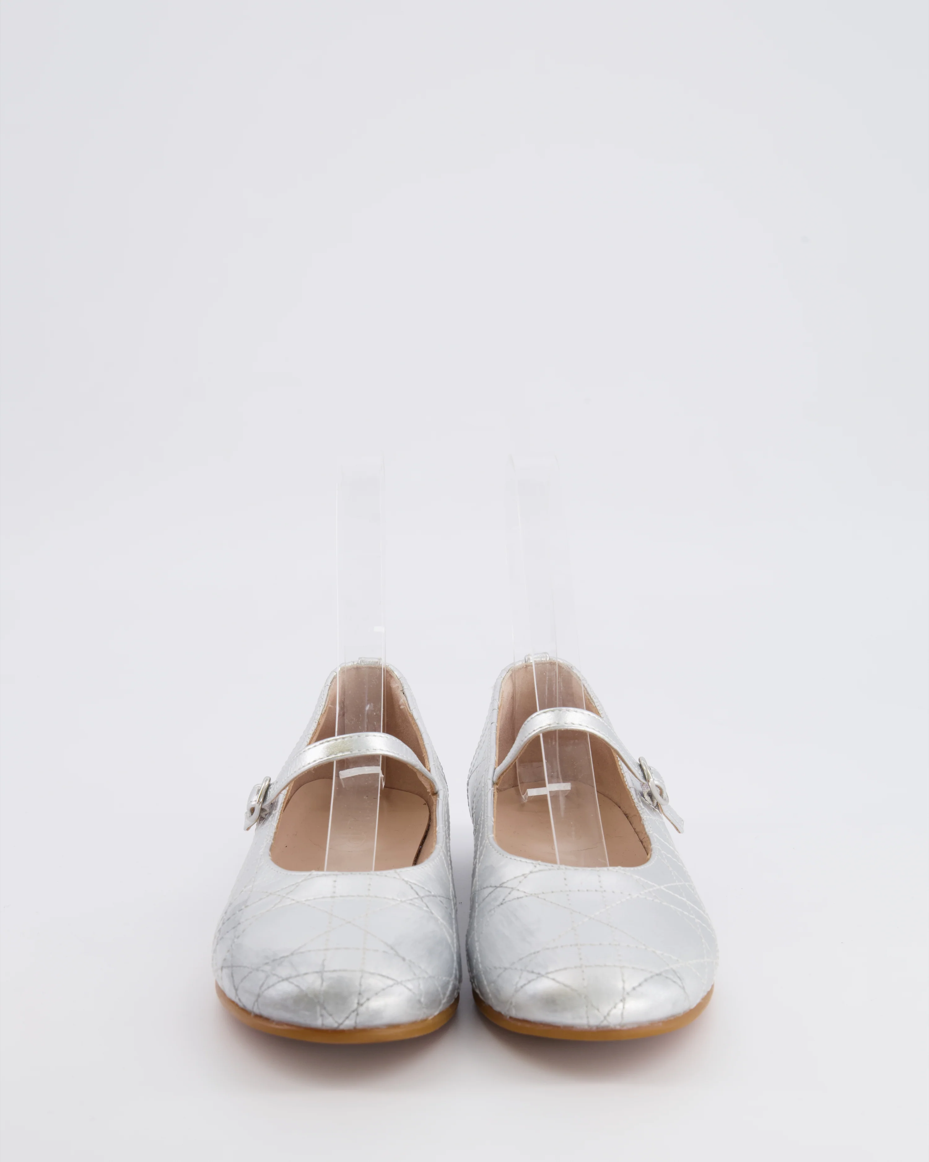 Christian Dior Kids Silver Ballet Flat Shoes Size 33 RRP £440 - Image 3