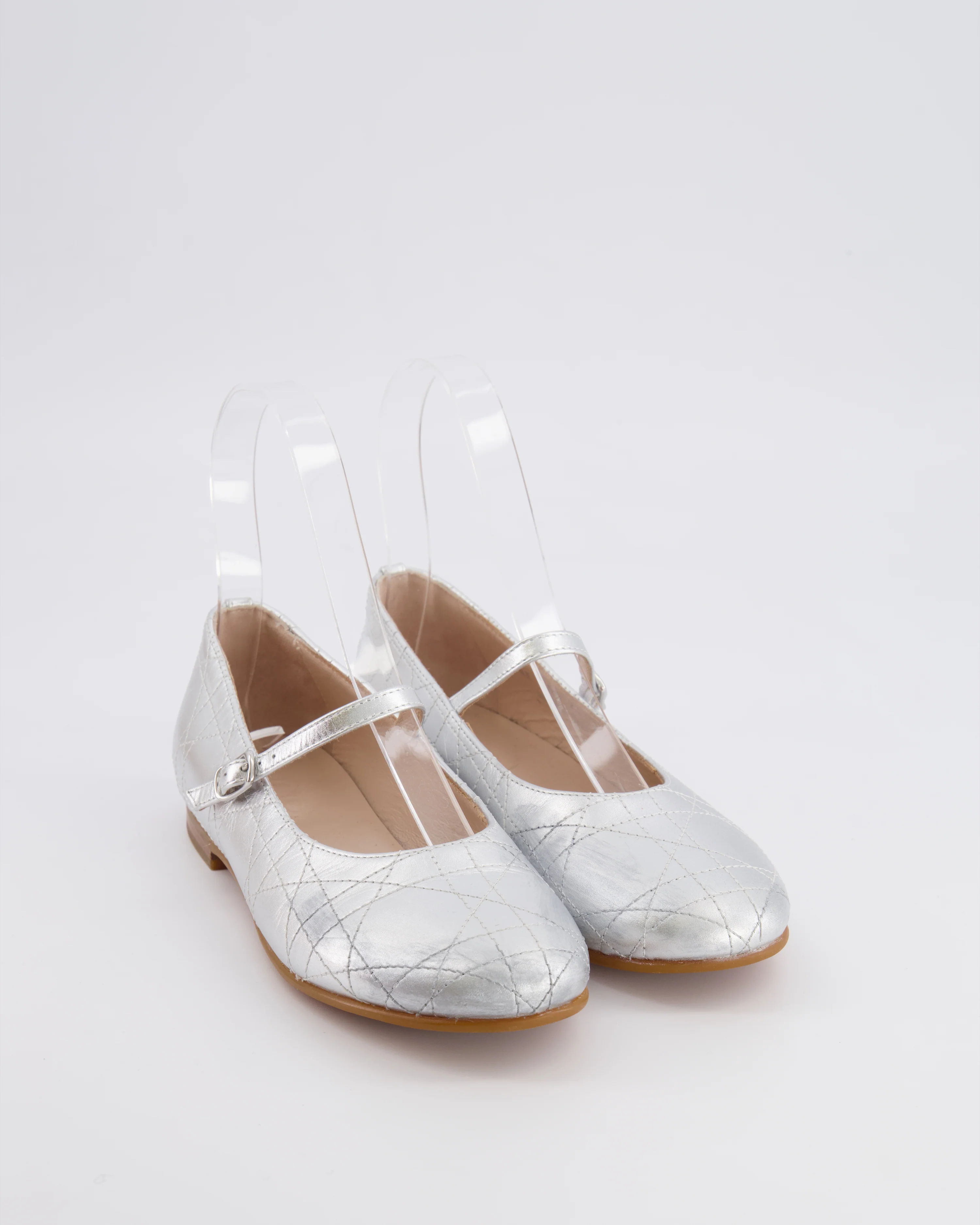 Christian Dior Kids Silver Ballet Flat Shoes Size 33 RRP £440 - Image 4