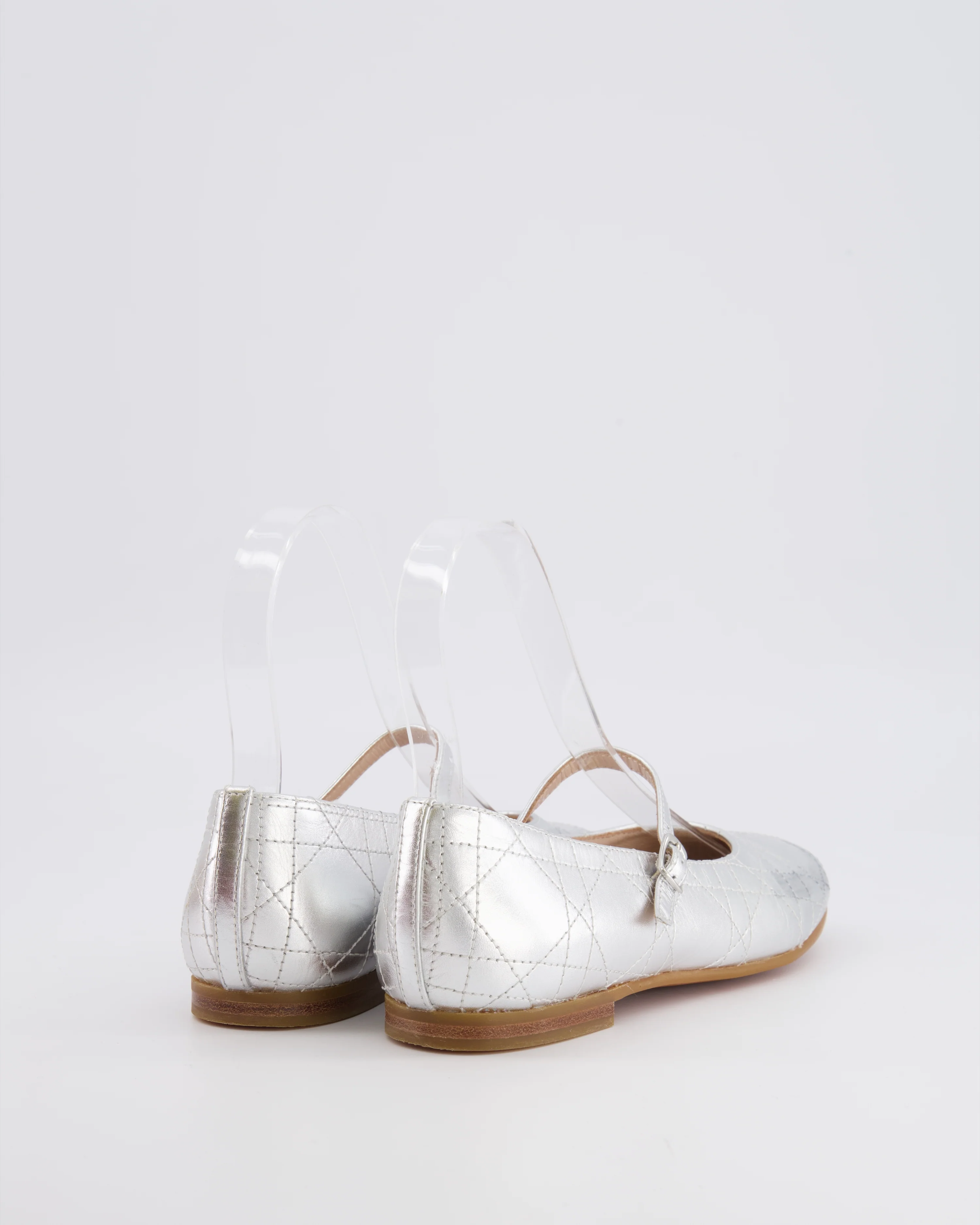 Christian Dior Kids Silver Ballet Flat Shoes Size 33 RRP £440 - Image 5