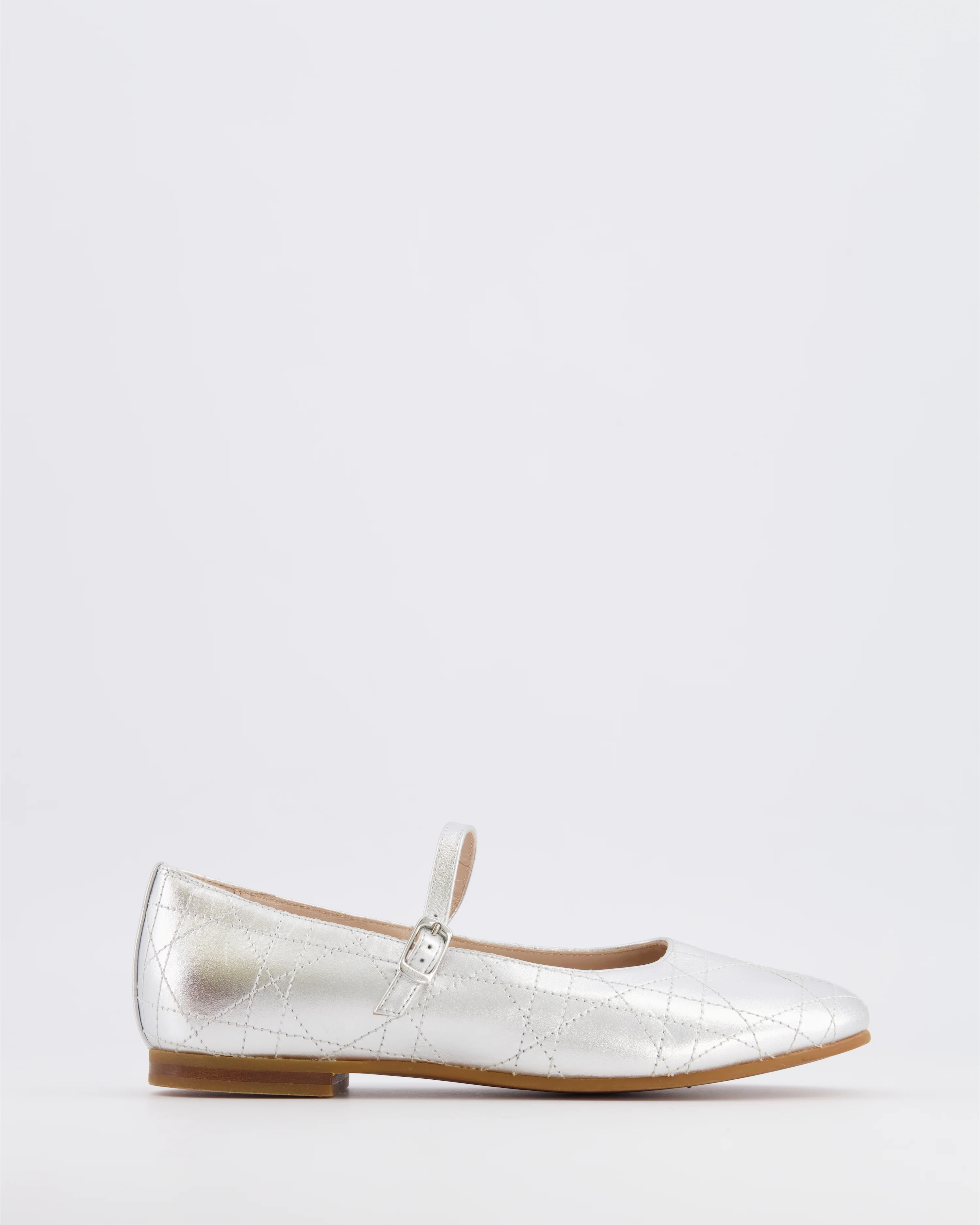 Christian Dior Kids Silver Ballet Flat Shoes Size 34 RRP £440