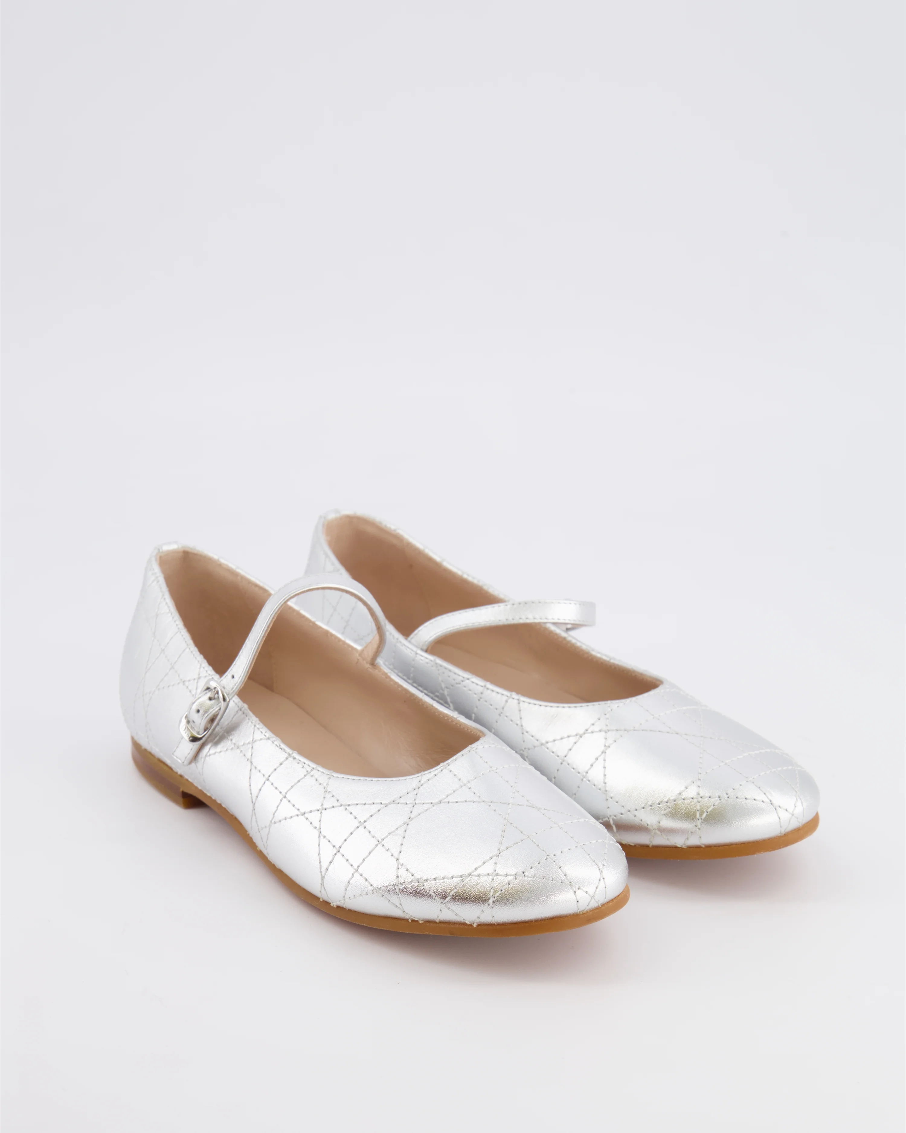 Christian Dior Kids Silver Ballet Flat Shoes Size 34 RRP £440 - Image 3