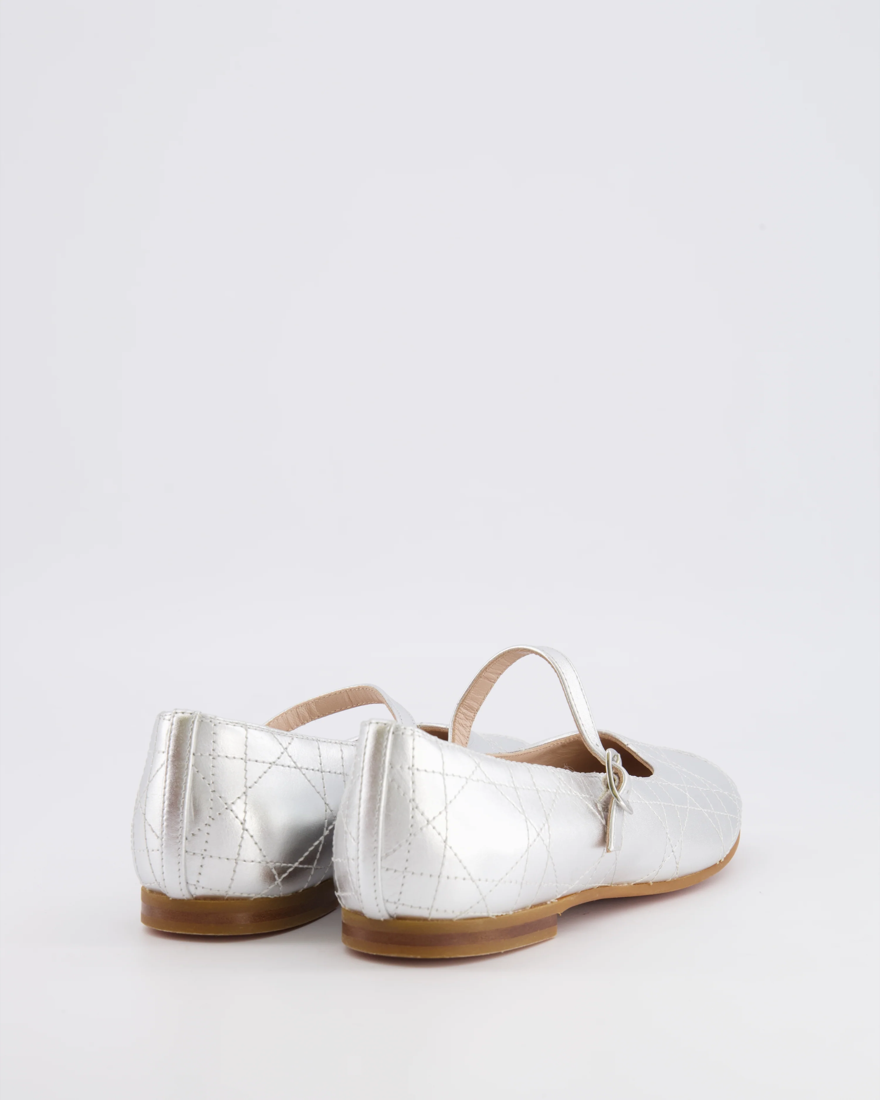 Christian Dior Kids Silver Ballet Flat Shoes Size 34 RRP £440 - Image 4