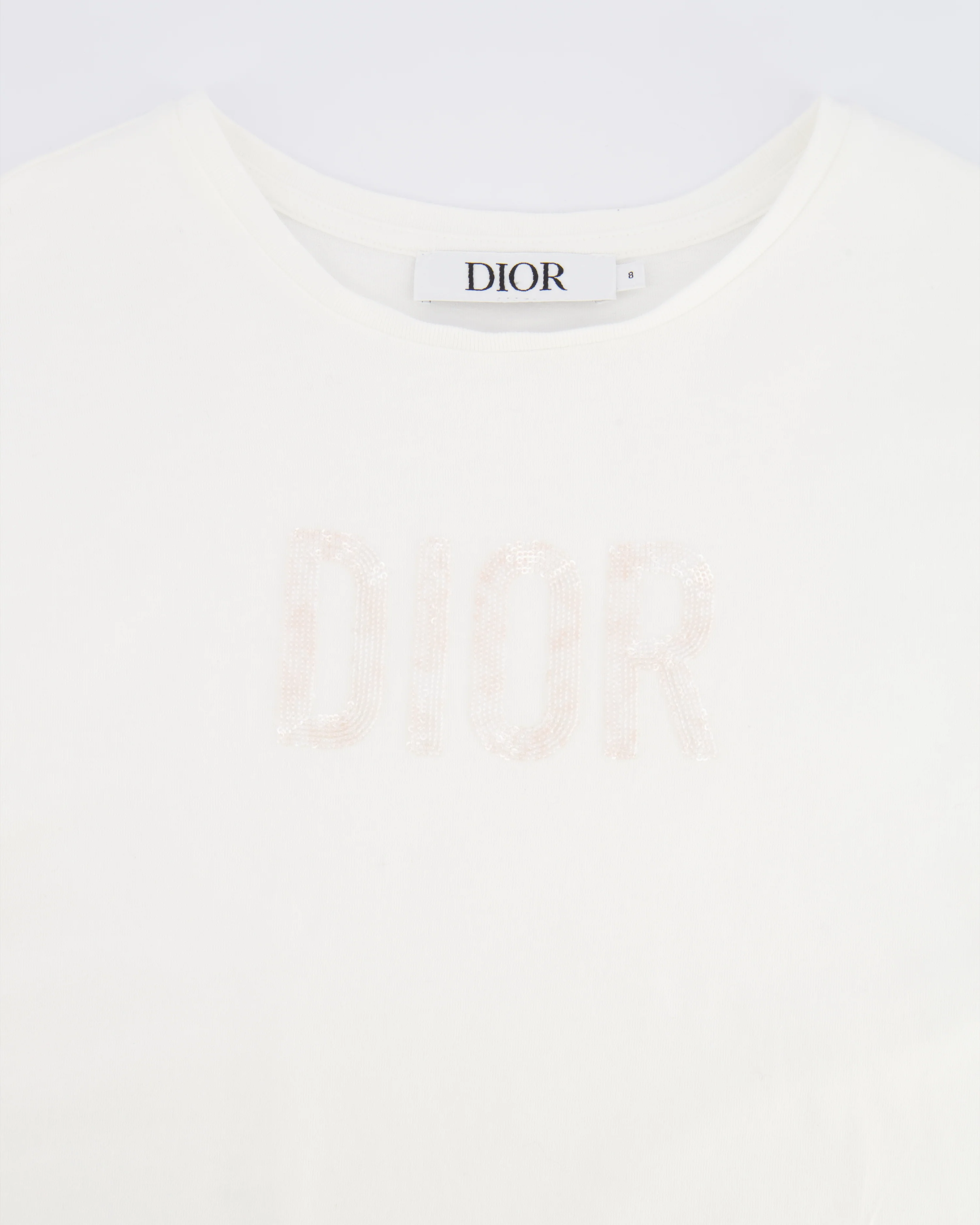 Christian Dior Kids White and Pink Sequin Embellished Logo T-Shirt and Skirt Set Size 8 years RRP £820 - Image 4
