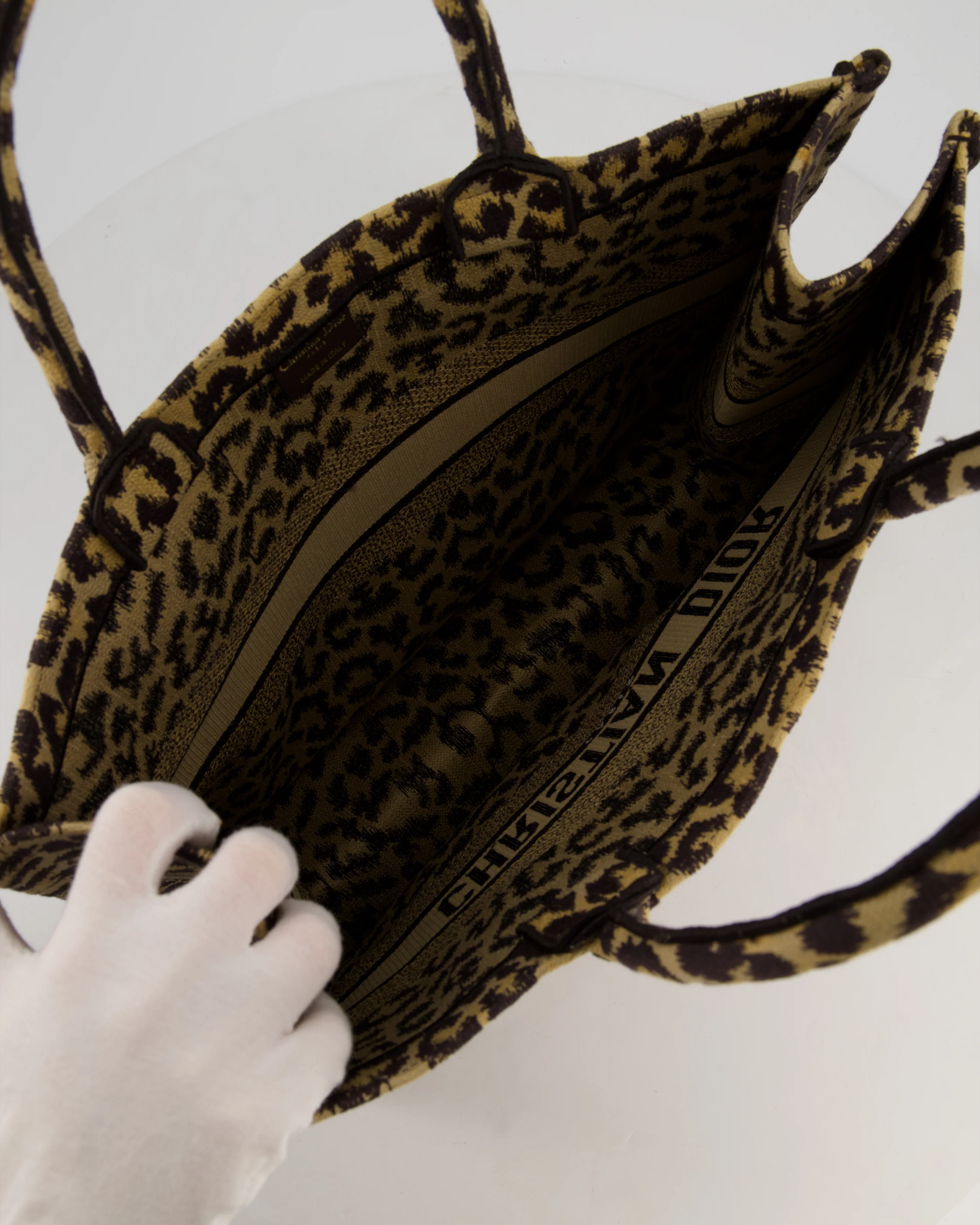 Christian Dior Large Brown and Beige Leopard Print Canvas Book Tote Bag - Image 14