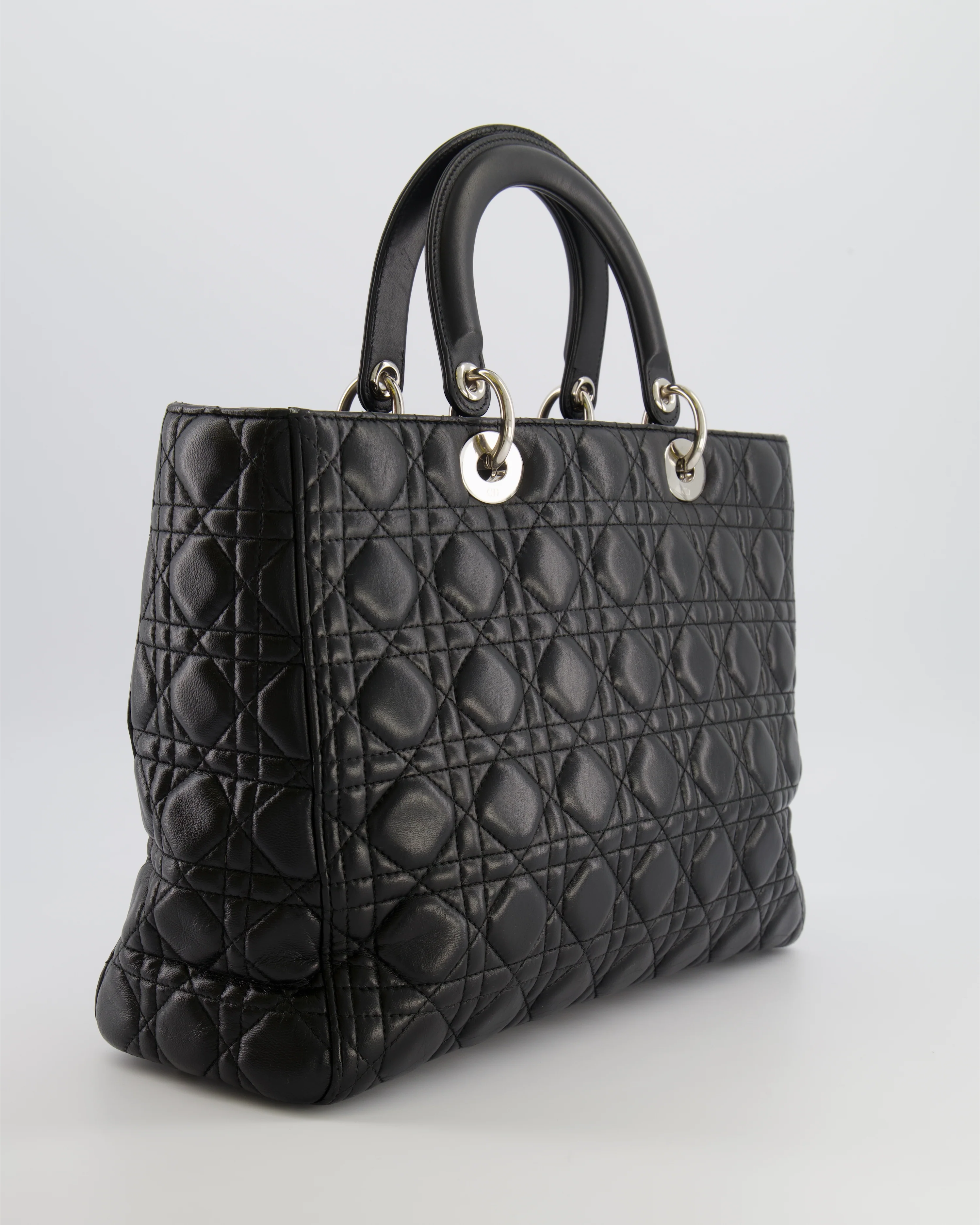 Christian Dior Large Lady Dior Bag in Black Cannage Lambskin Leather with Silver Hardware RRP £5,200 - Image 8