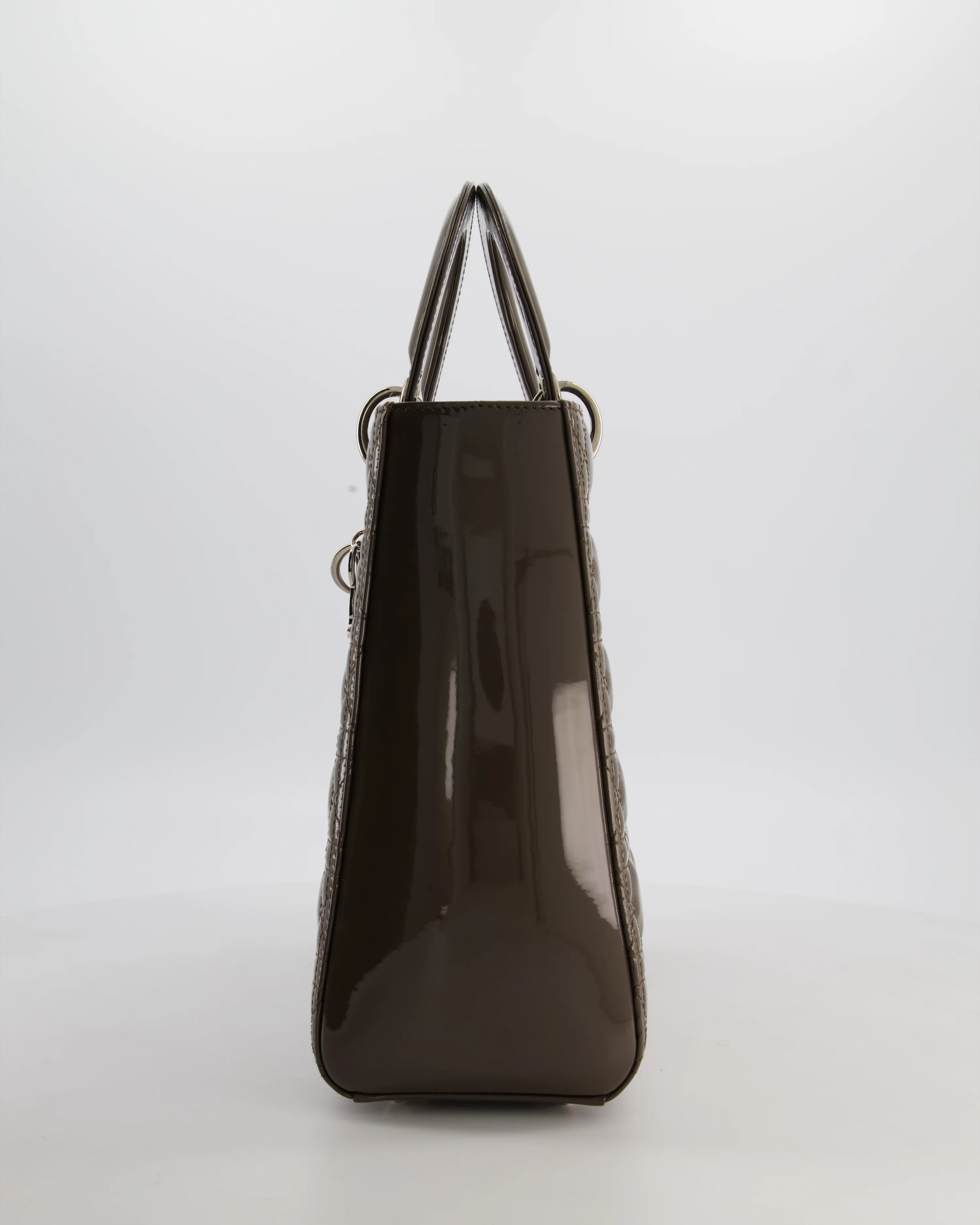 Christian Dior Large Lady Dior Bag in Dark Olive Green Patent Leather with Silver Hardware RRP £5,600 - Image 8