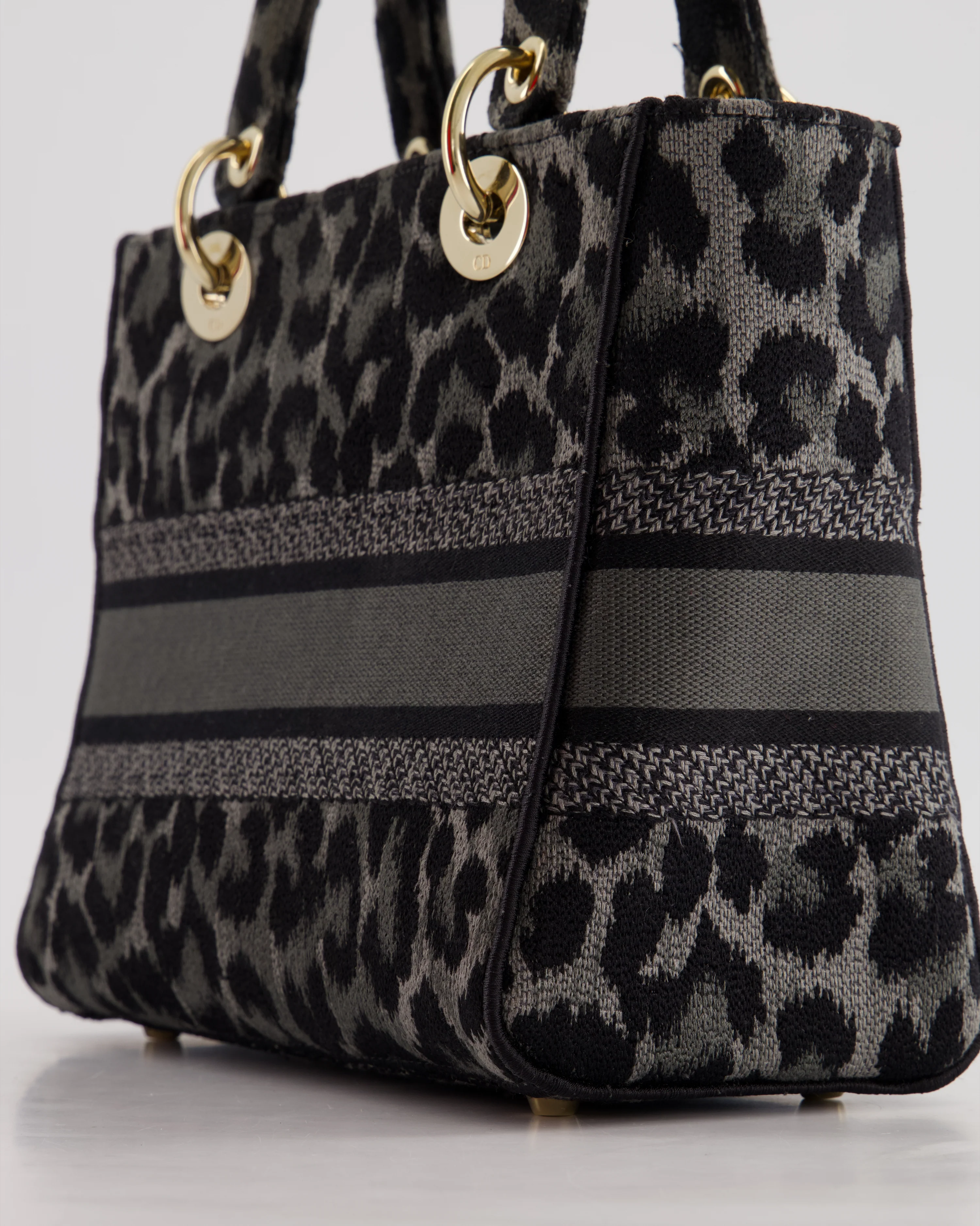 Christian Dior Medium Lady D-Lite in Grey & Black Mizza Embroidery with Champagne Gold Hardware RRP £3700 - Image 12
