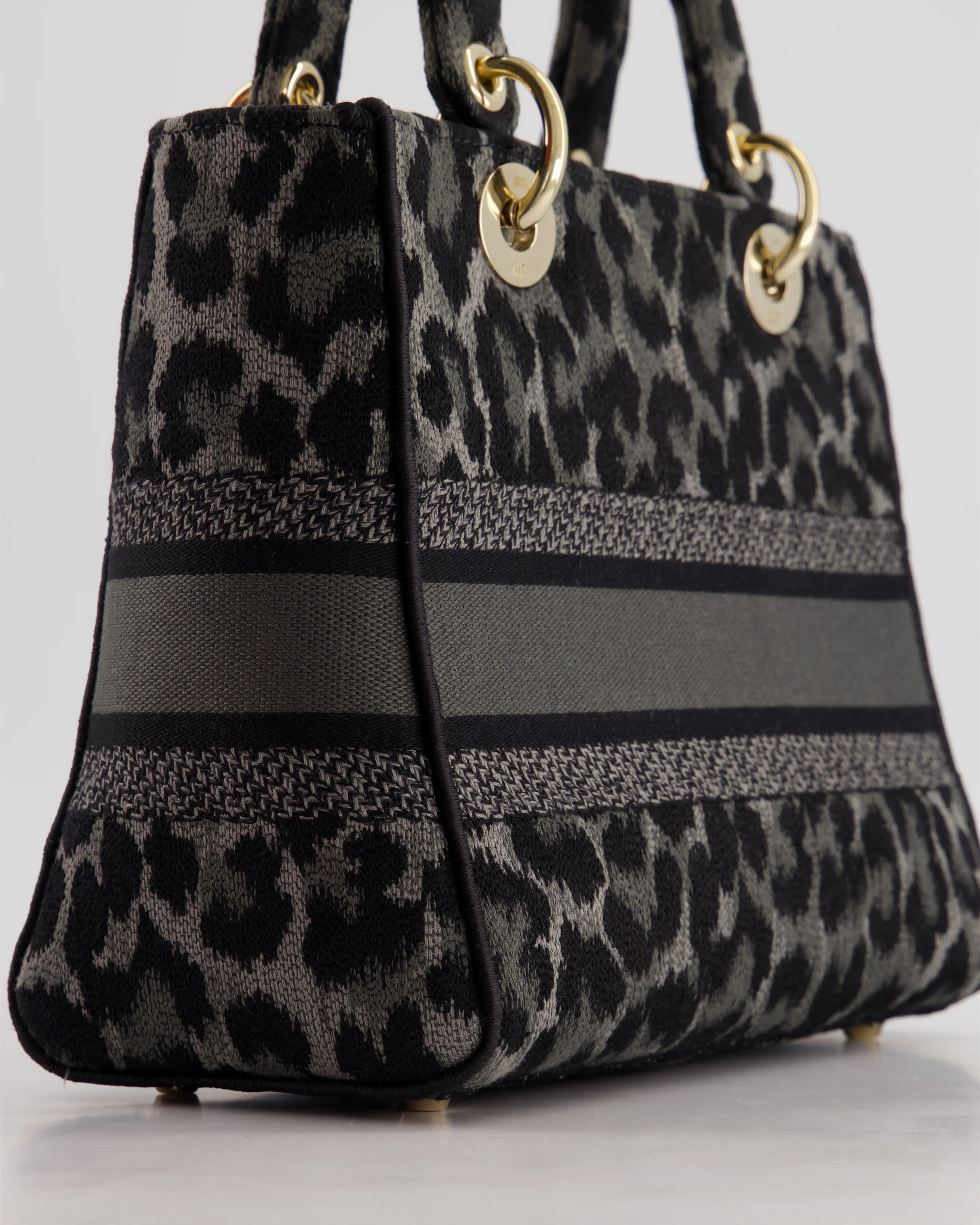 Christian Dior Medium Lady D-Lite in Grey & Black Mizza Embroidery with Champagne Gold Hardware RRP £3700 - Image 13