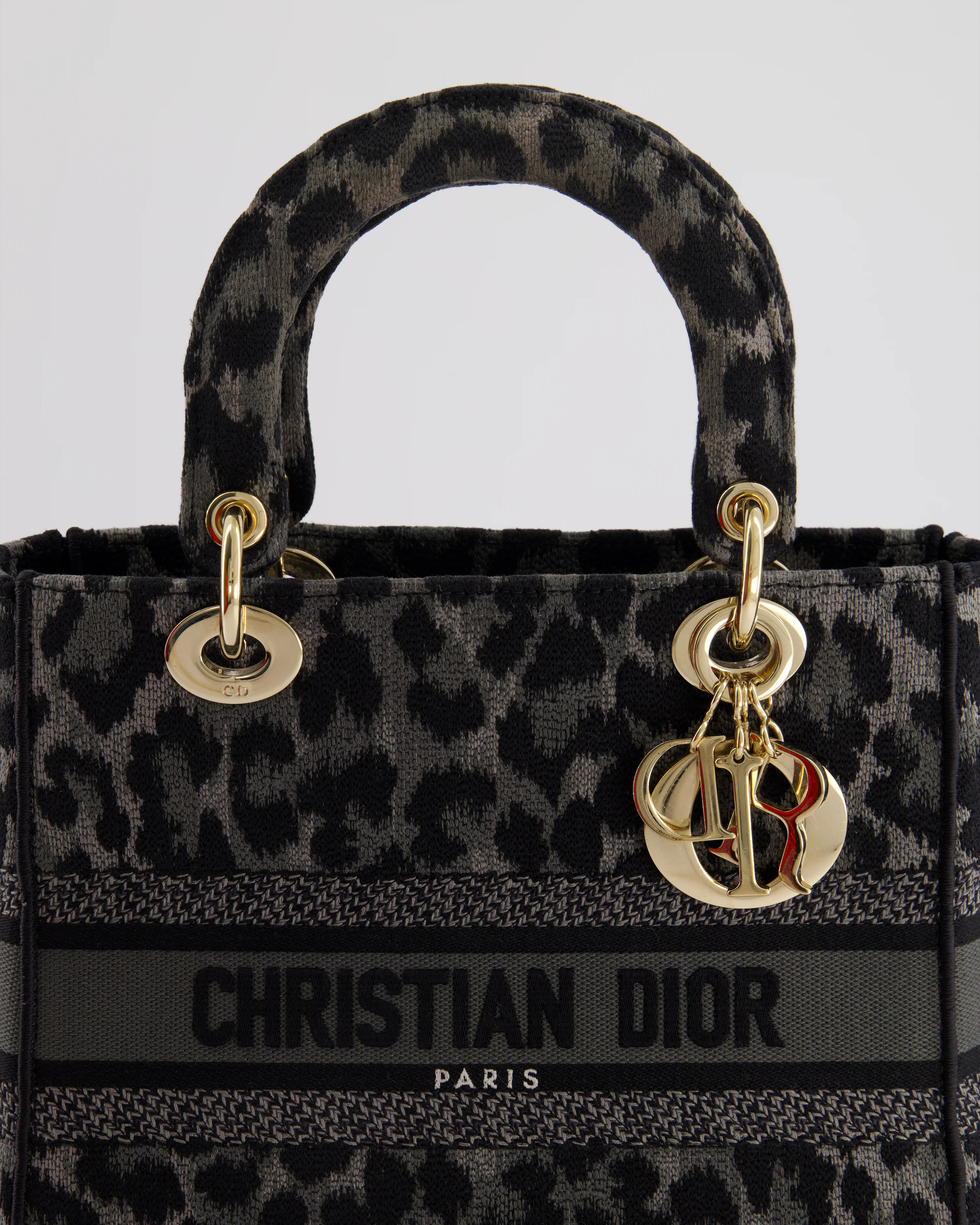 Christian Dior Medium Lady D-Lite in Grey & Black Mizza Embroidery with Champagne Gold Hardware RRP £3700 - Image 14