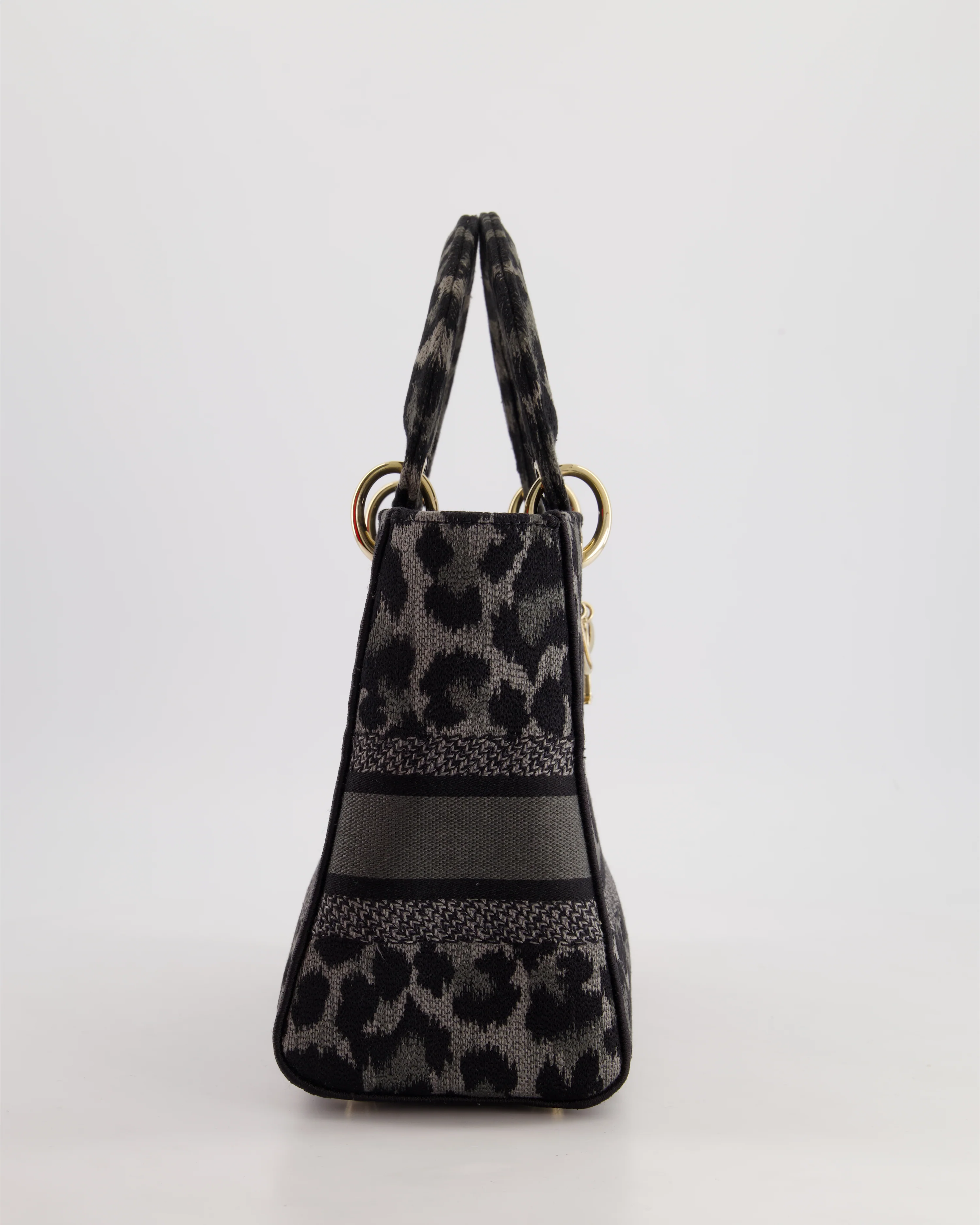 Christian Dior Medium Lady D-Lite in Grey & Black Mizza Embroidery with Champagne Gold Hardware RRP £3700 - Image 5