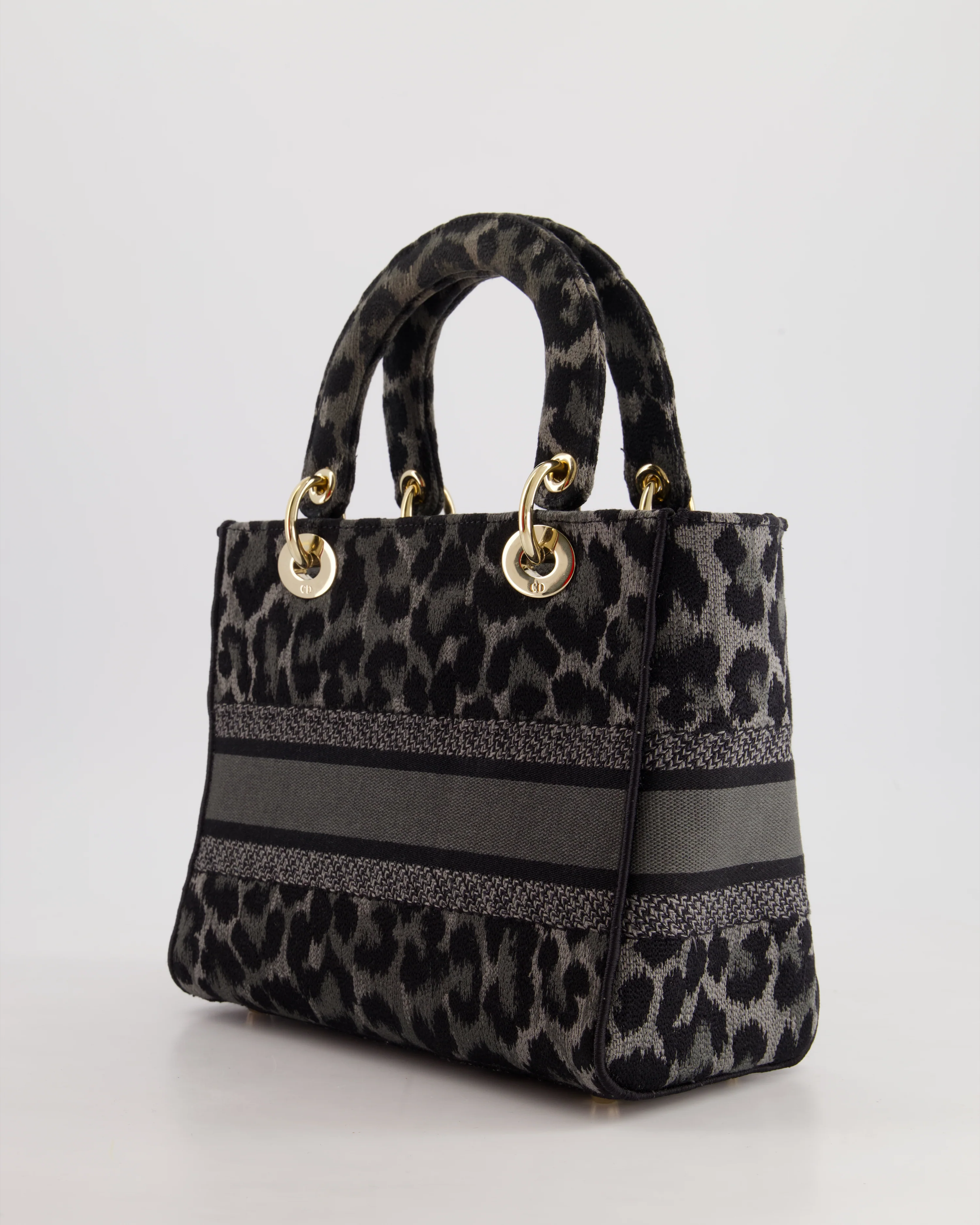 Christian Dior Medium Lady D-Lite in Grey & Black Mizza Embroidery with Champagne Gold Hardware RRP £3700 - Image 6