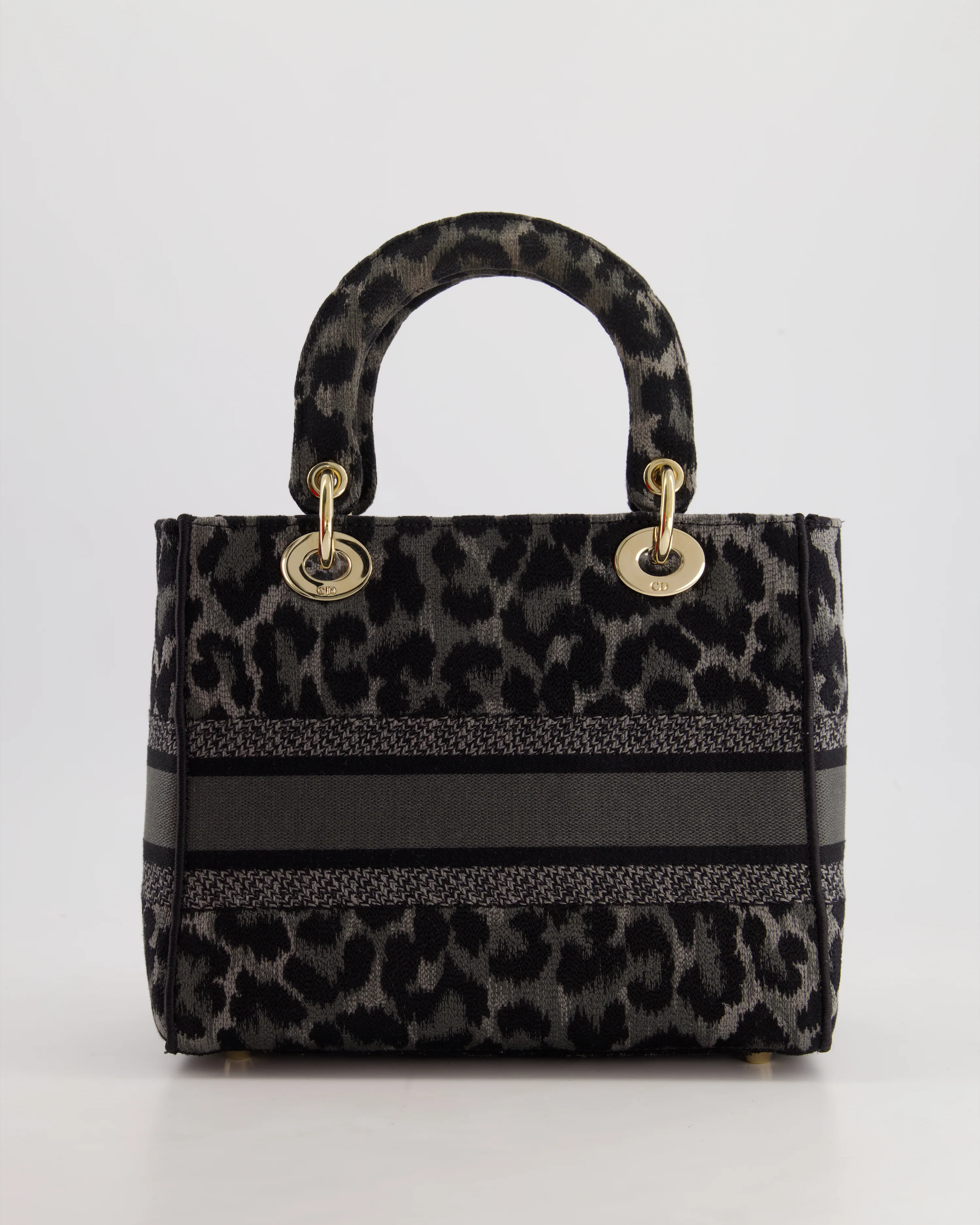 Christian Dior Medium Lady D-Lite in Grey & Black Mizza Embroidery with Champagne Gold Hardware RRP £3700 - Image 7
