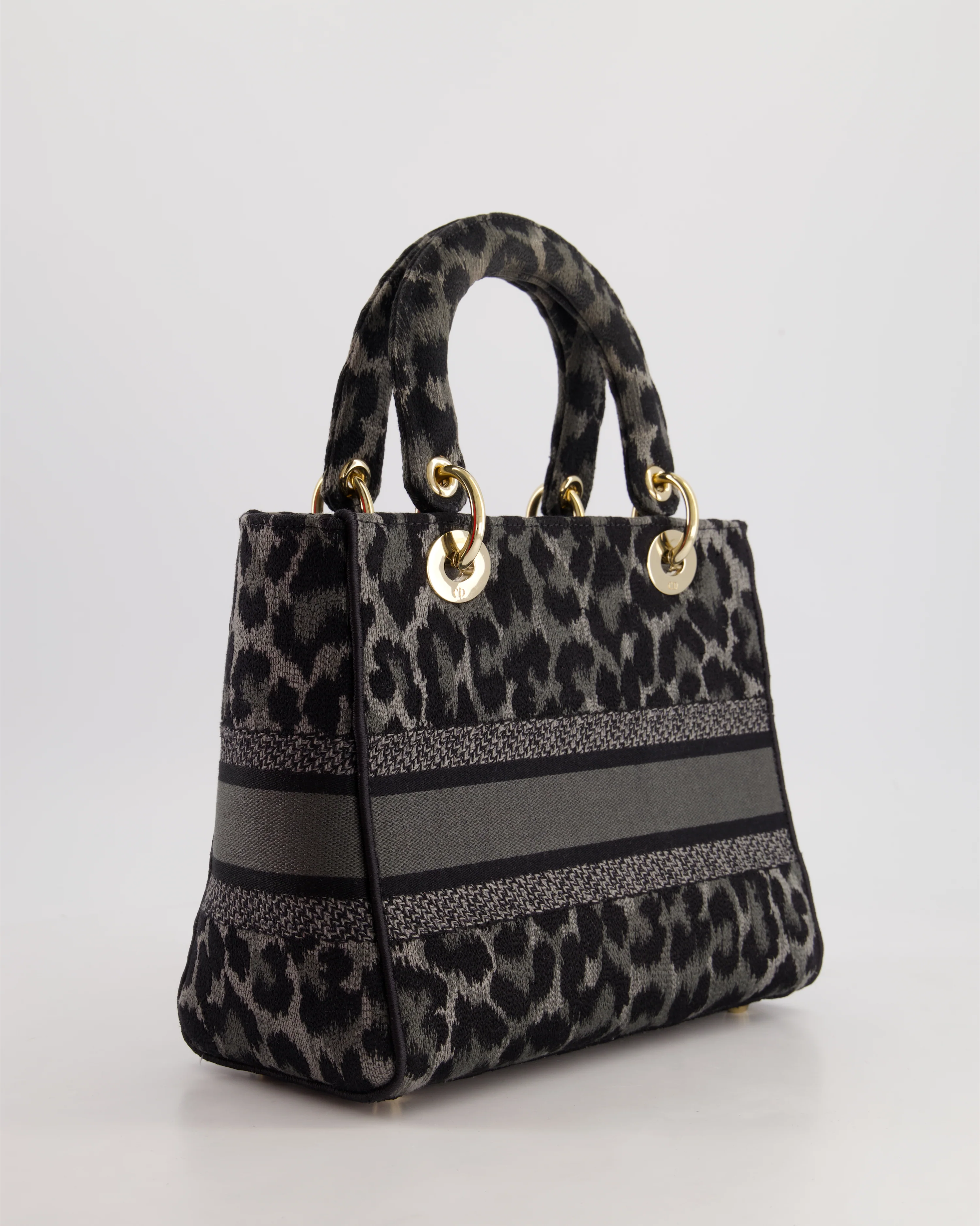 Christian Dior Medium Lady D-Lite in Grey & Black Mizza Embroidery with Champagne Gold Hardware RRP £3700 - Image 8