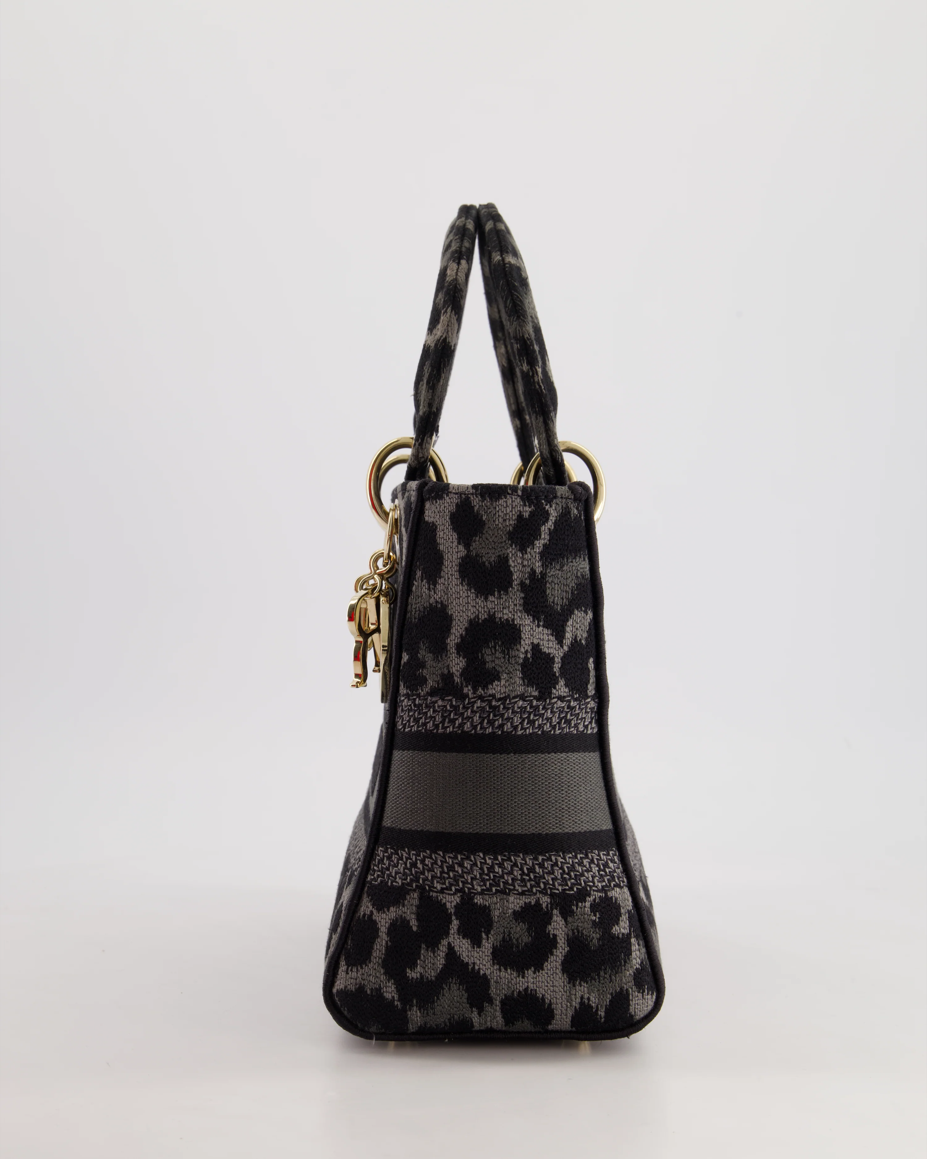 Christian Dior Medium Lady D-Lite in Grey & Black Mizza Embroidery with Champagne Gold Hardware RRP £3700 - Image 9