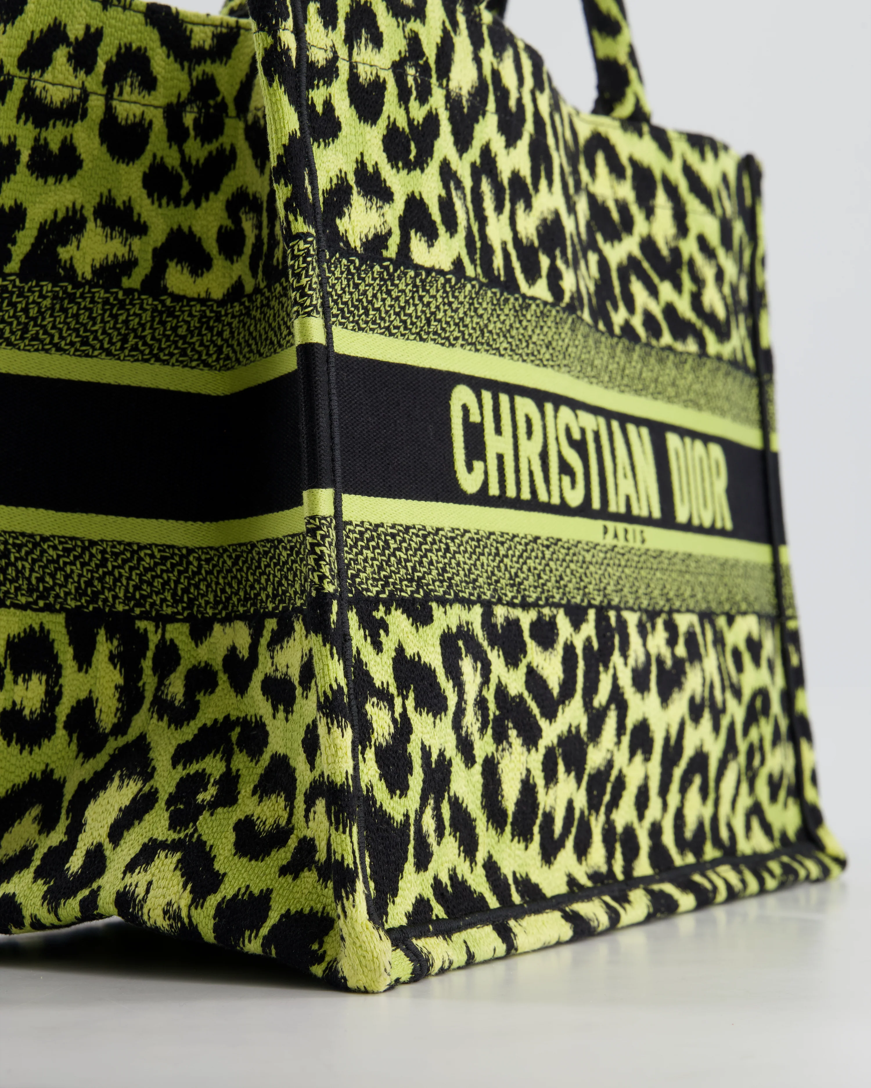 Christian Dior Medium Lime & Black Leopard Print Canvas Book Tote Bag RRP £2500 - Image 10
