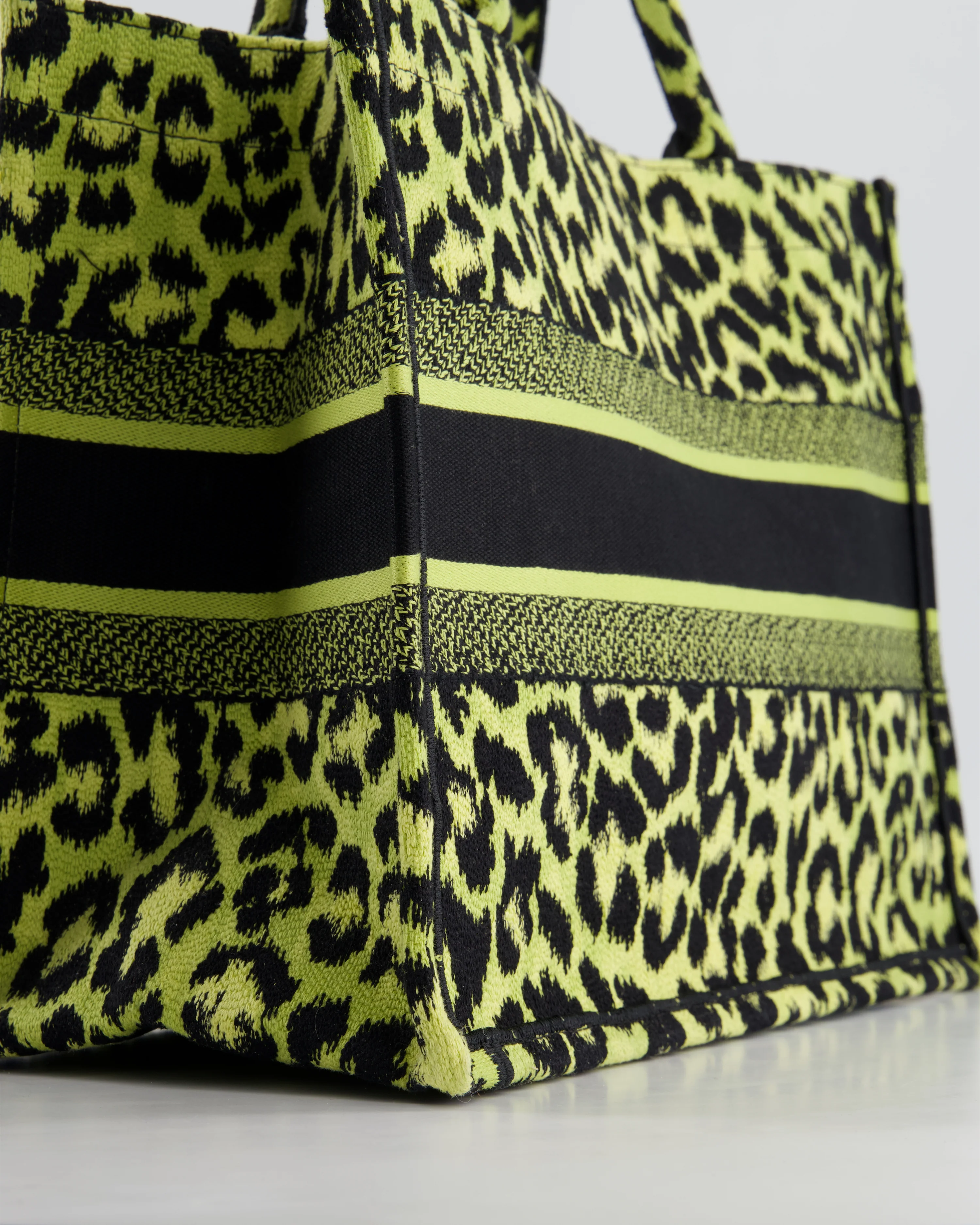 Christian Dior Medium Lime & Black Leopard Print Canvas Book Tote Bag RRP £2500 - Image 12