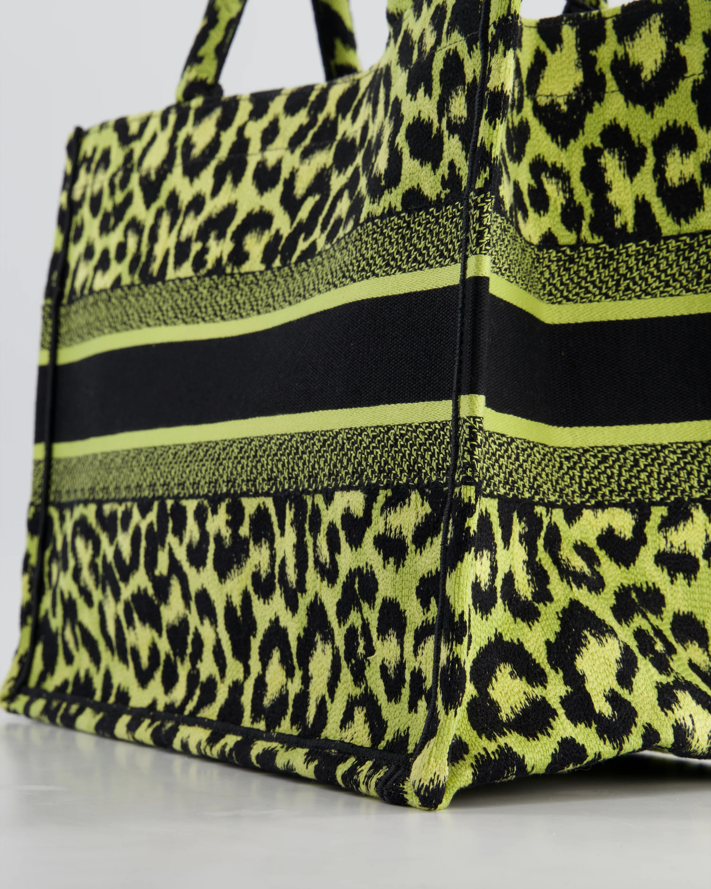 Christian Dior Medium Lime & Black Leopard Print Canvas Book Tote Bag RRP £2500 - Image 13