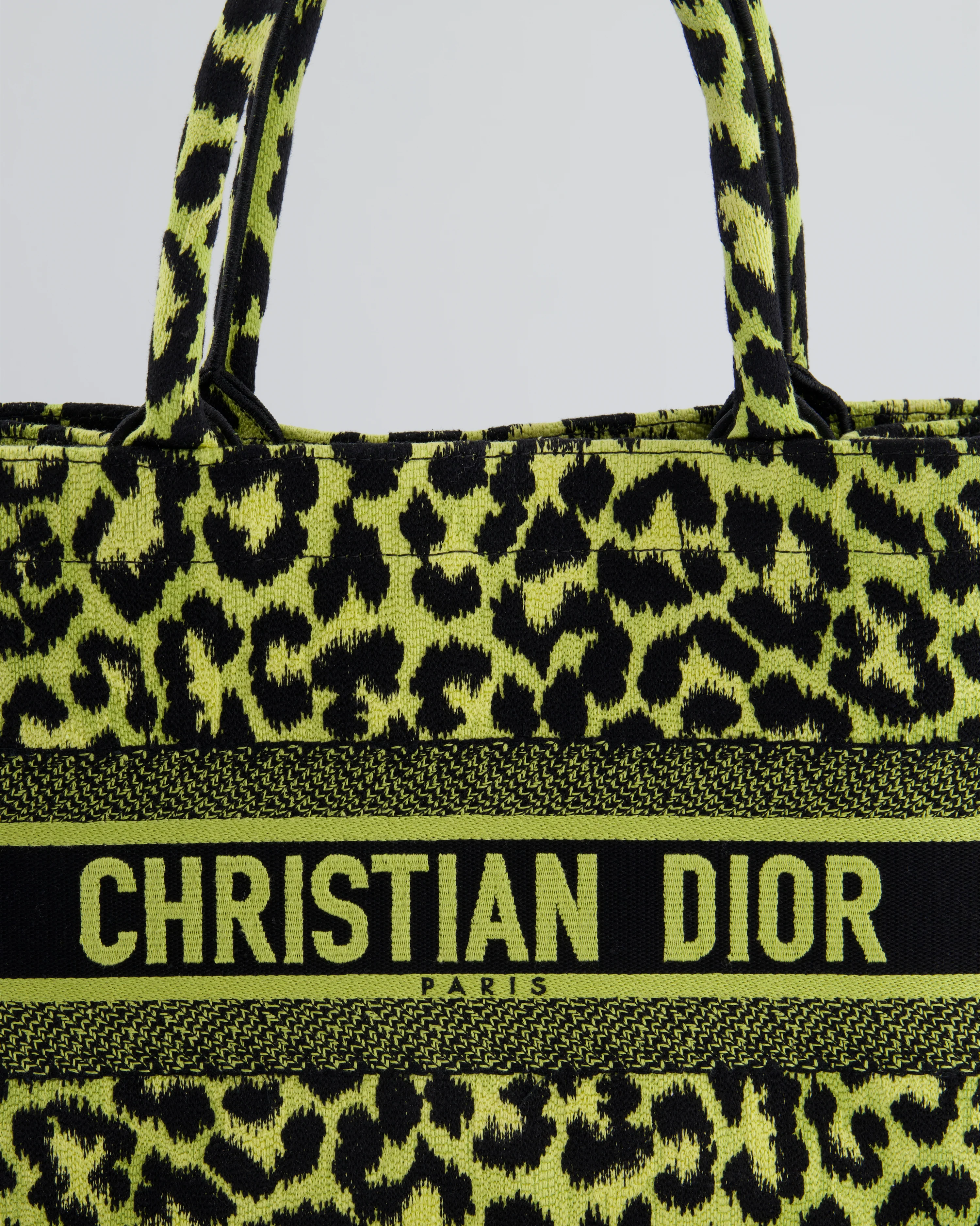 Christian Dior Medium Lime & Black Leopard Print Canvas Book Tote Bag RRP £2500 - Image 14