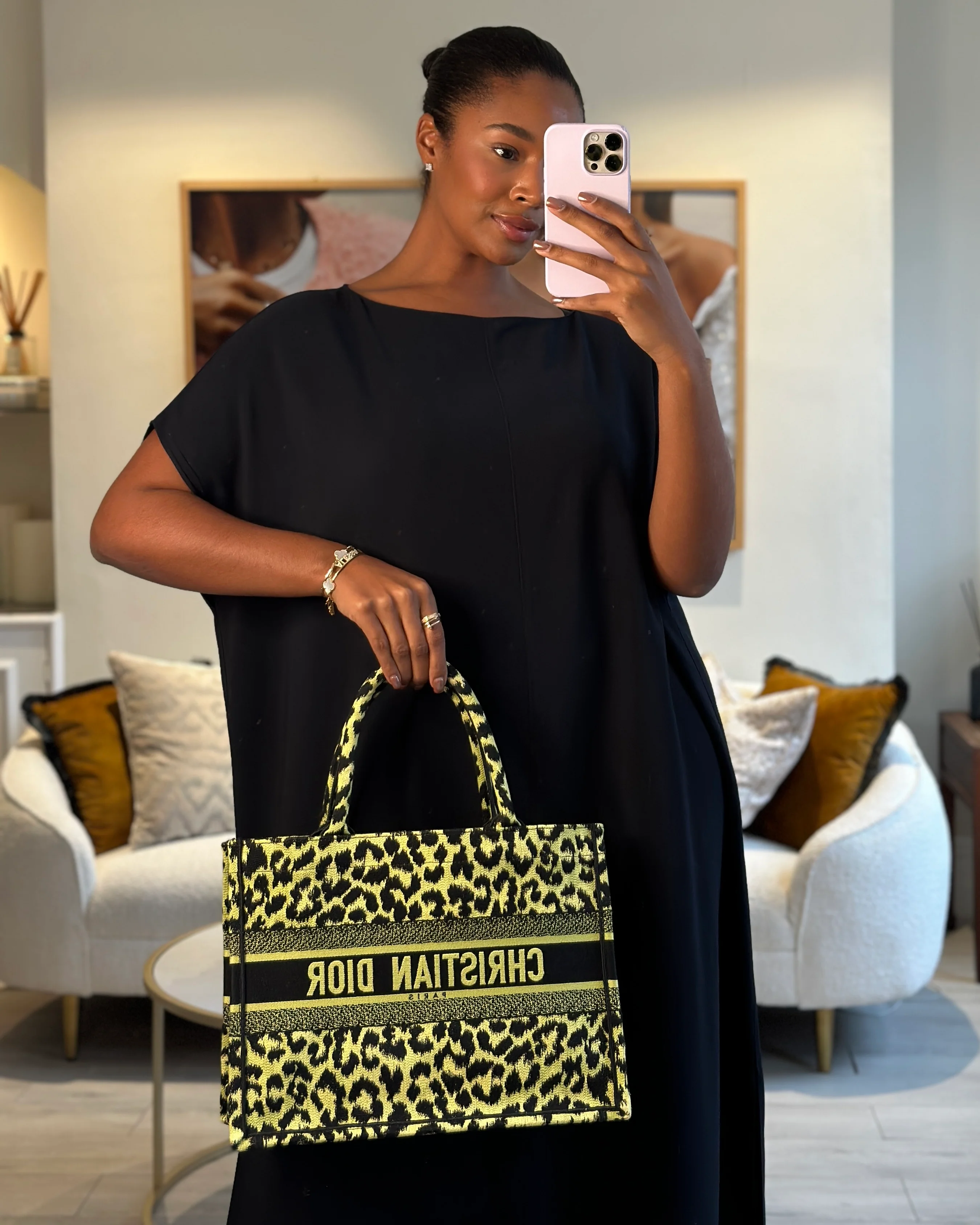Christian Dior Medium Lime & Black Leopard Print Canvas Book Tote Bag RRP £2500 - Image 3