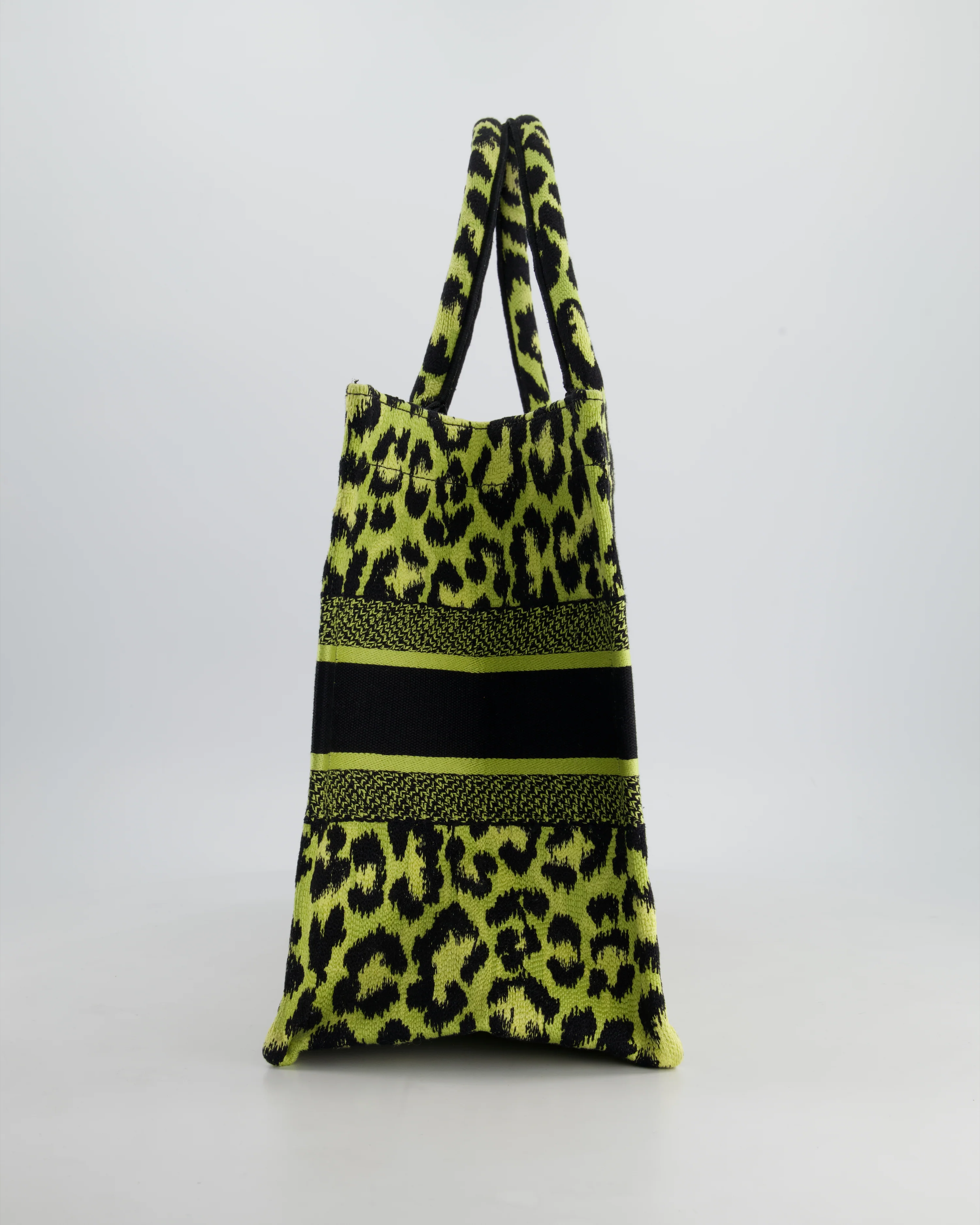 Christian Dior Medium Lime & Black Leopard Print Canvas Book Tote Bag RRP £2500 - Image 5