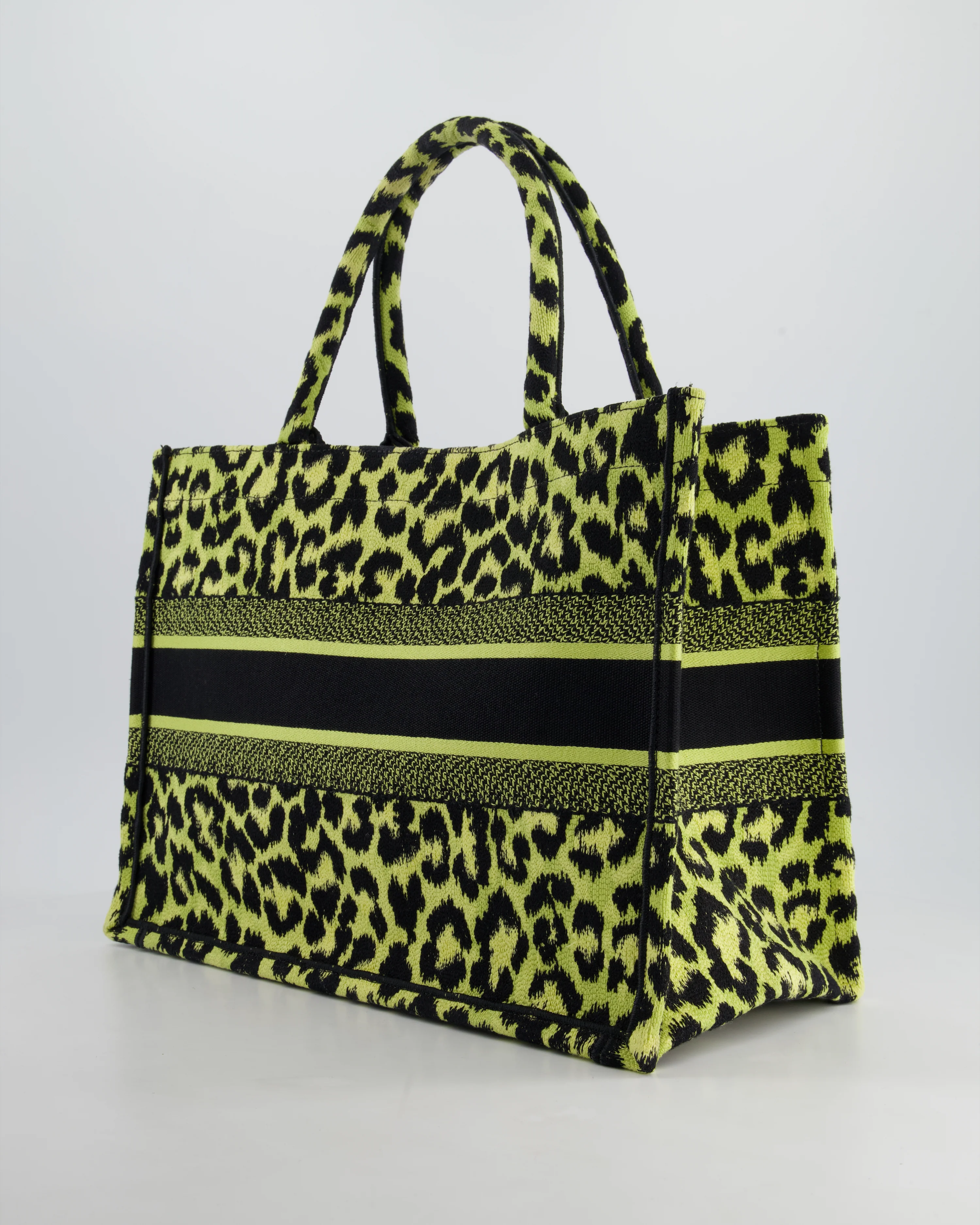 Christian Dior Medium Lime & Black Leopard Print Canvas Book Tote Bag RRP £2500 - Image 6