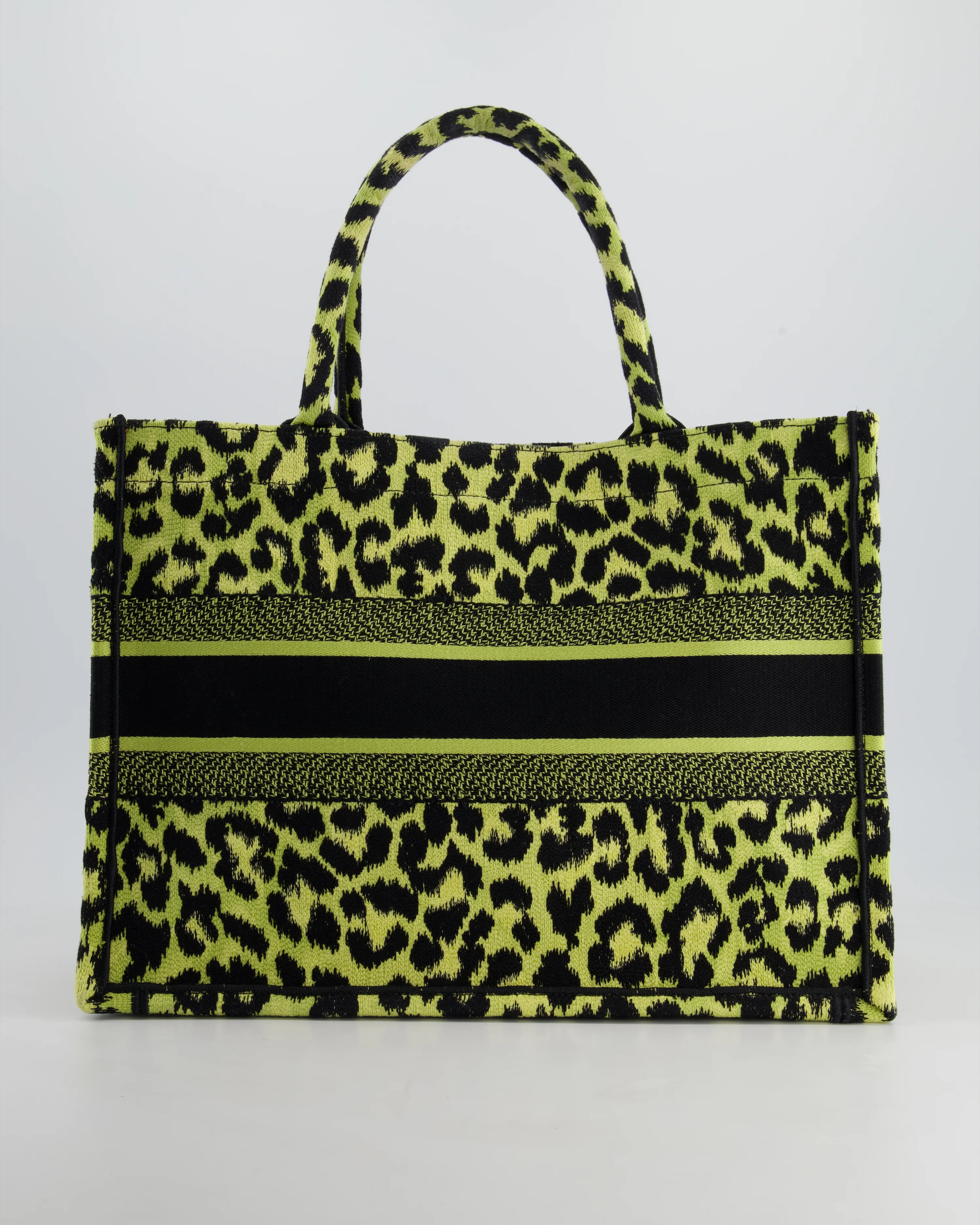 Christian Dior Medium Lime & Black Leopard Print Canvas Book Tote Bag RRP £2500 - Image 7