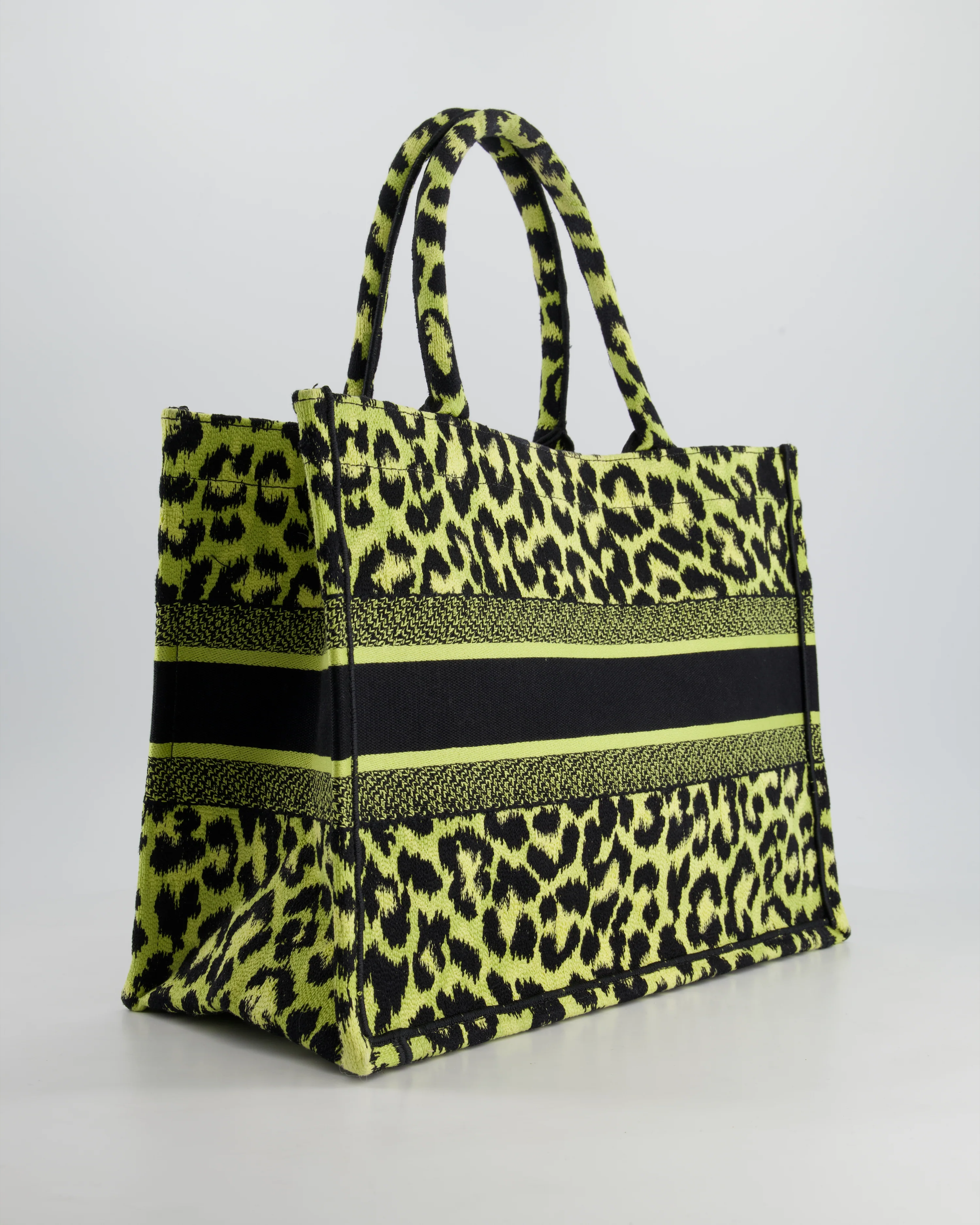 Christian Dior Medium Lime & Black Leopard Print Canvas Book Tote Bag RRP £2500 - Image 8