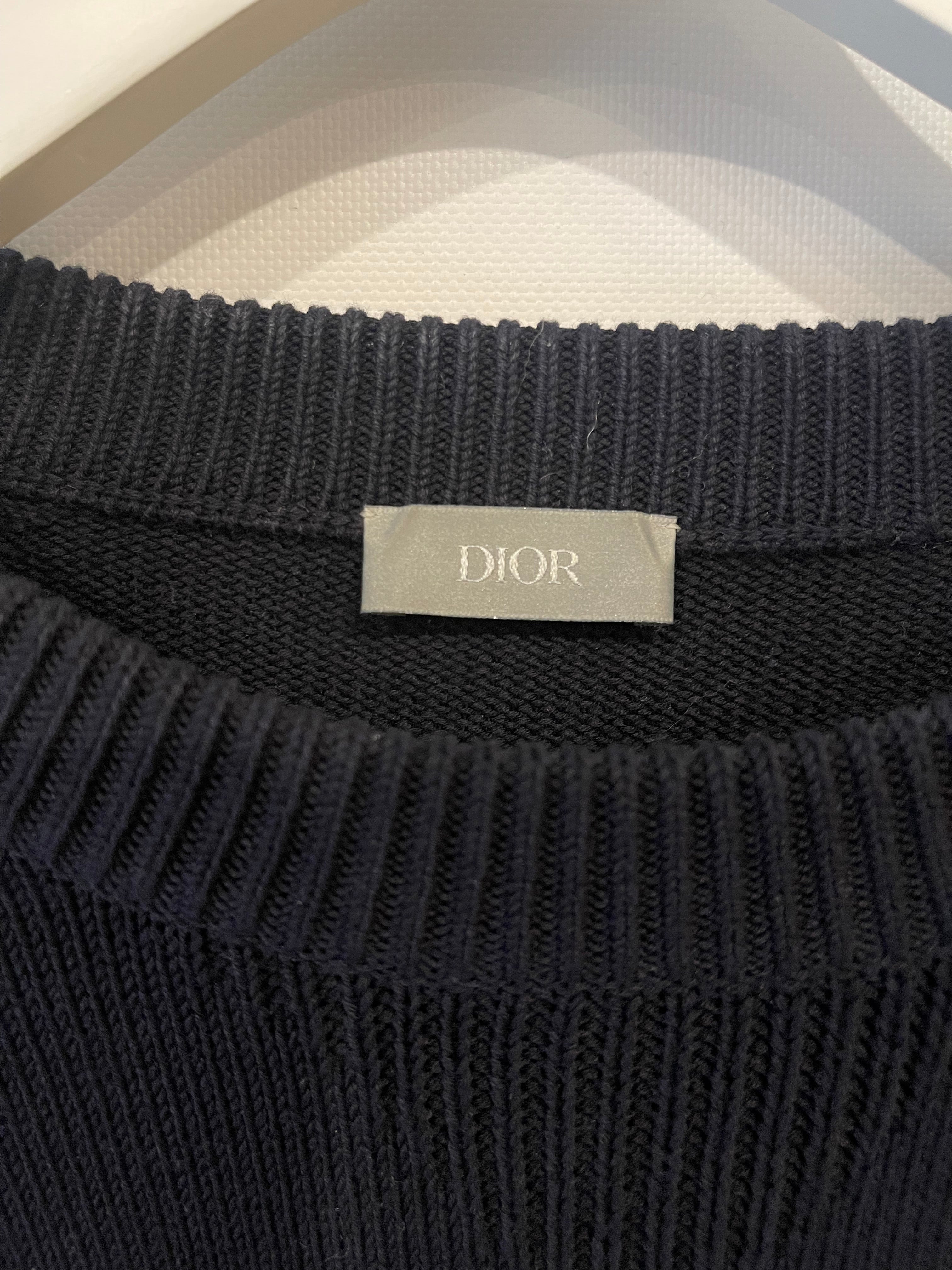 Christian Dior Menswear Navy Jumper With Oblique Logo Sleeve Detail Size L - Image 10