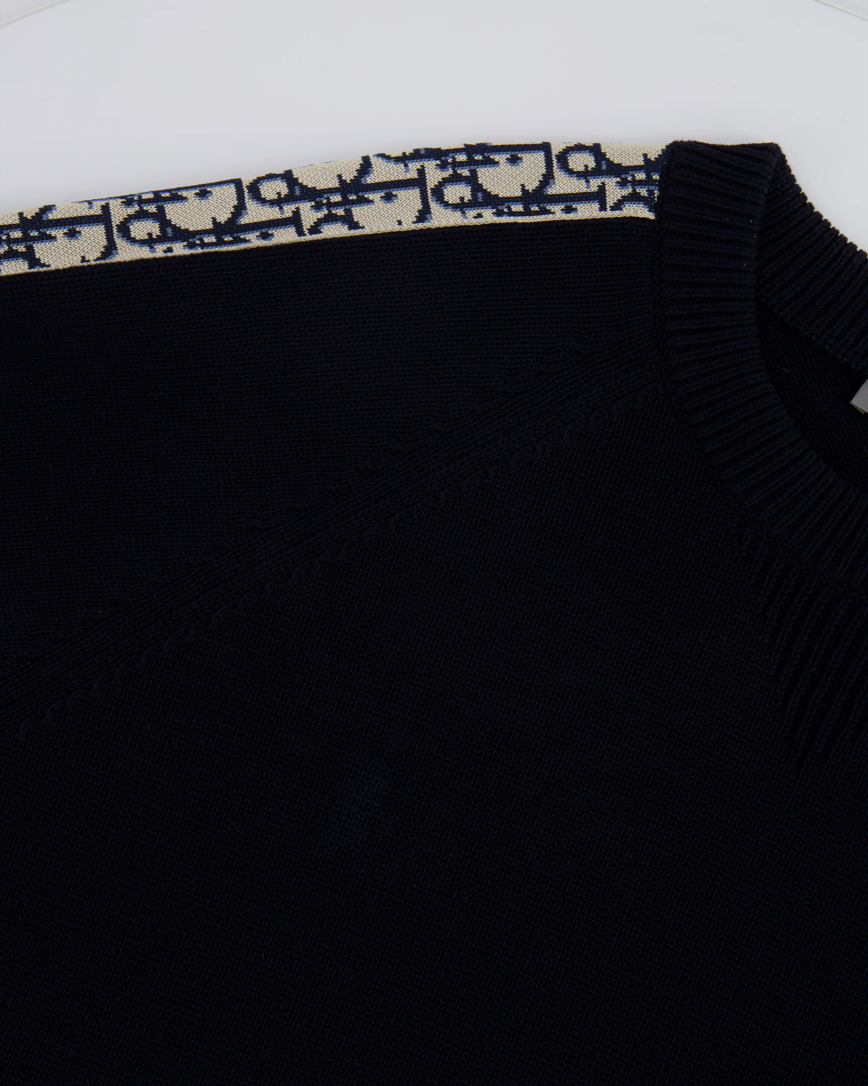 Christian Dior Menswear Navy Jumper With Oblique Logo Sleeve Detail Size L - Image 6