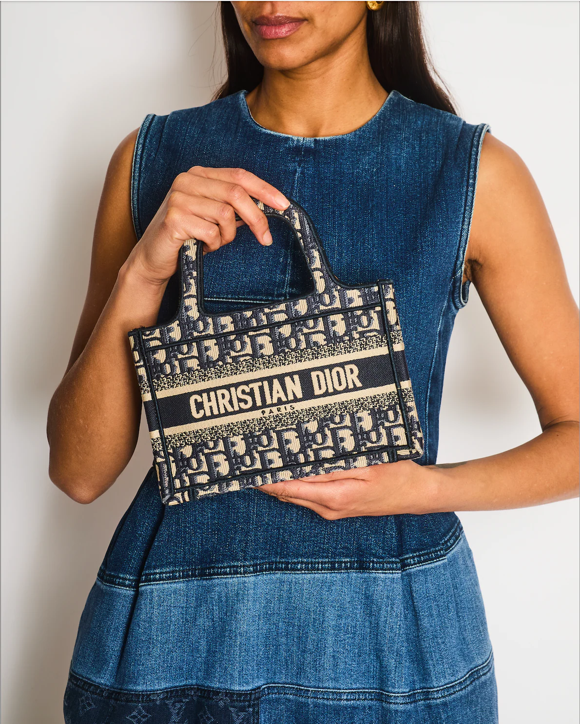 Christian Dior Mini Book Tote in Blue Oblique Embroidery - Image 2