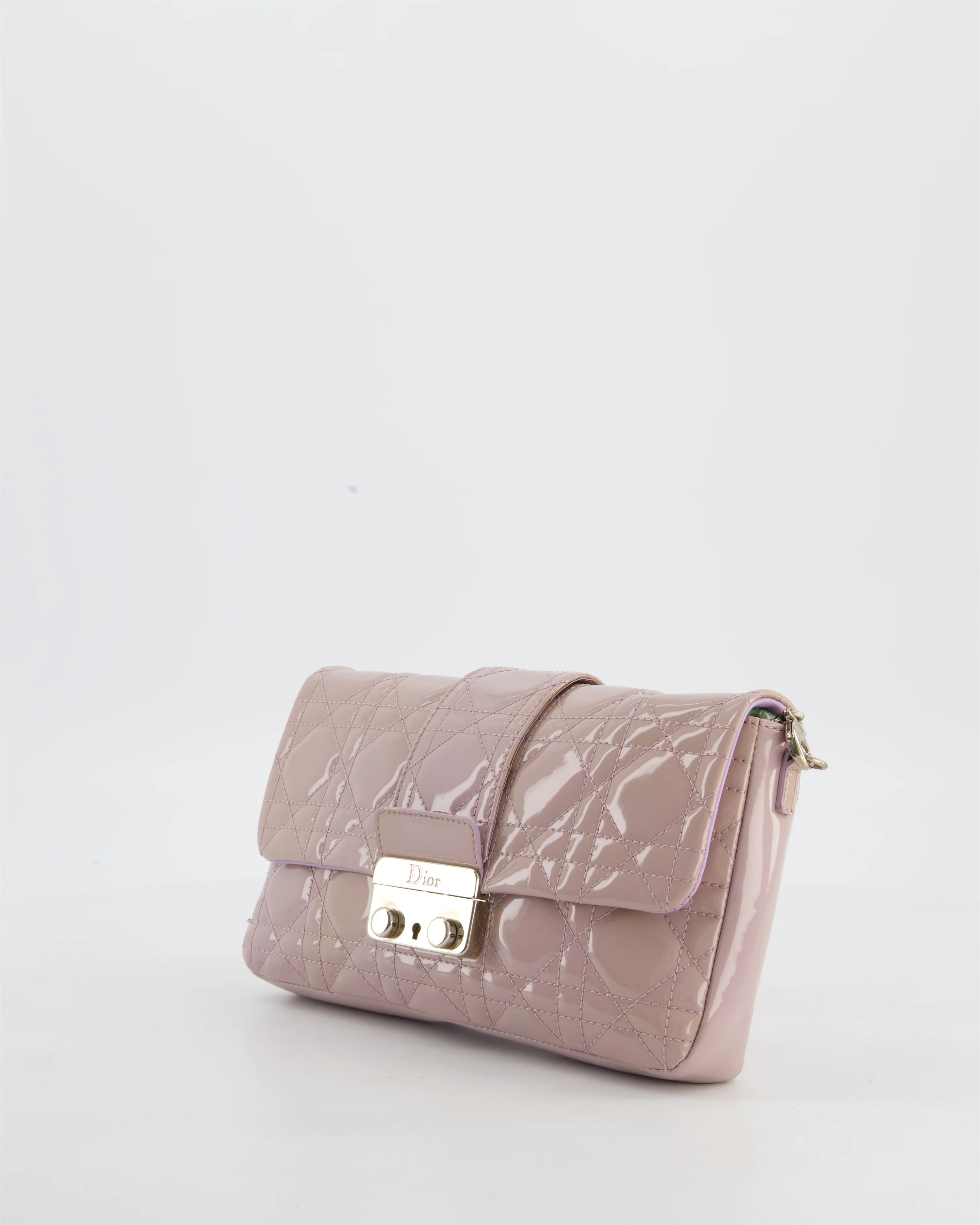 Christian Dior Miss Dior Promenade Small Flap Bag in Blush Pink Cannage Patent Leather with Gunmetal Hardware - Image 9