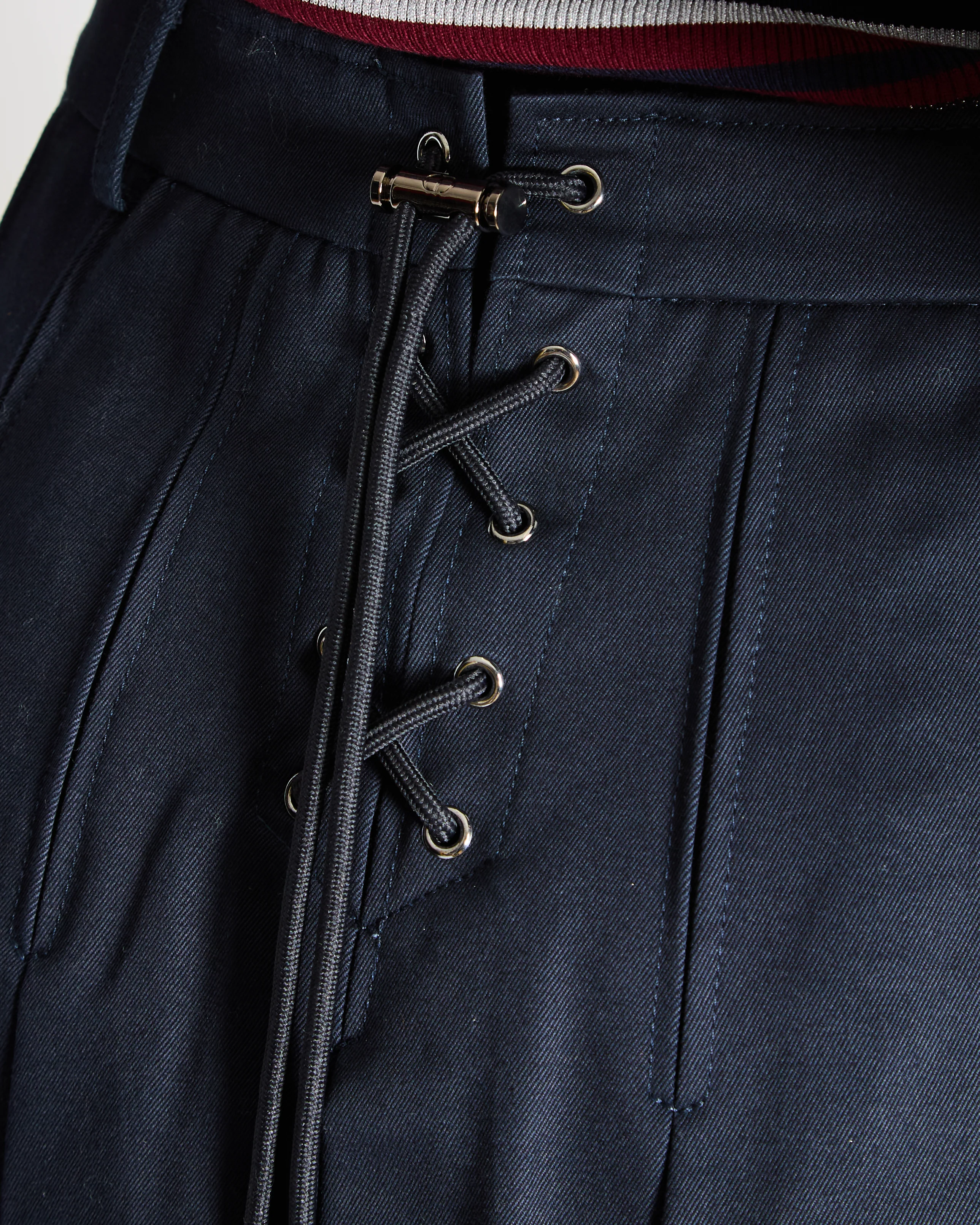 Christian Dior Navy Pleated Mini Skirt with Pocket and Button Detail and Corset Detail at the BackSize FR 40 (UK 12) - Image 3