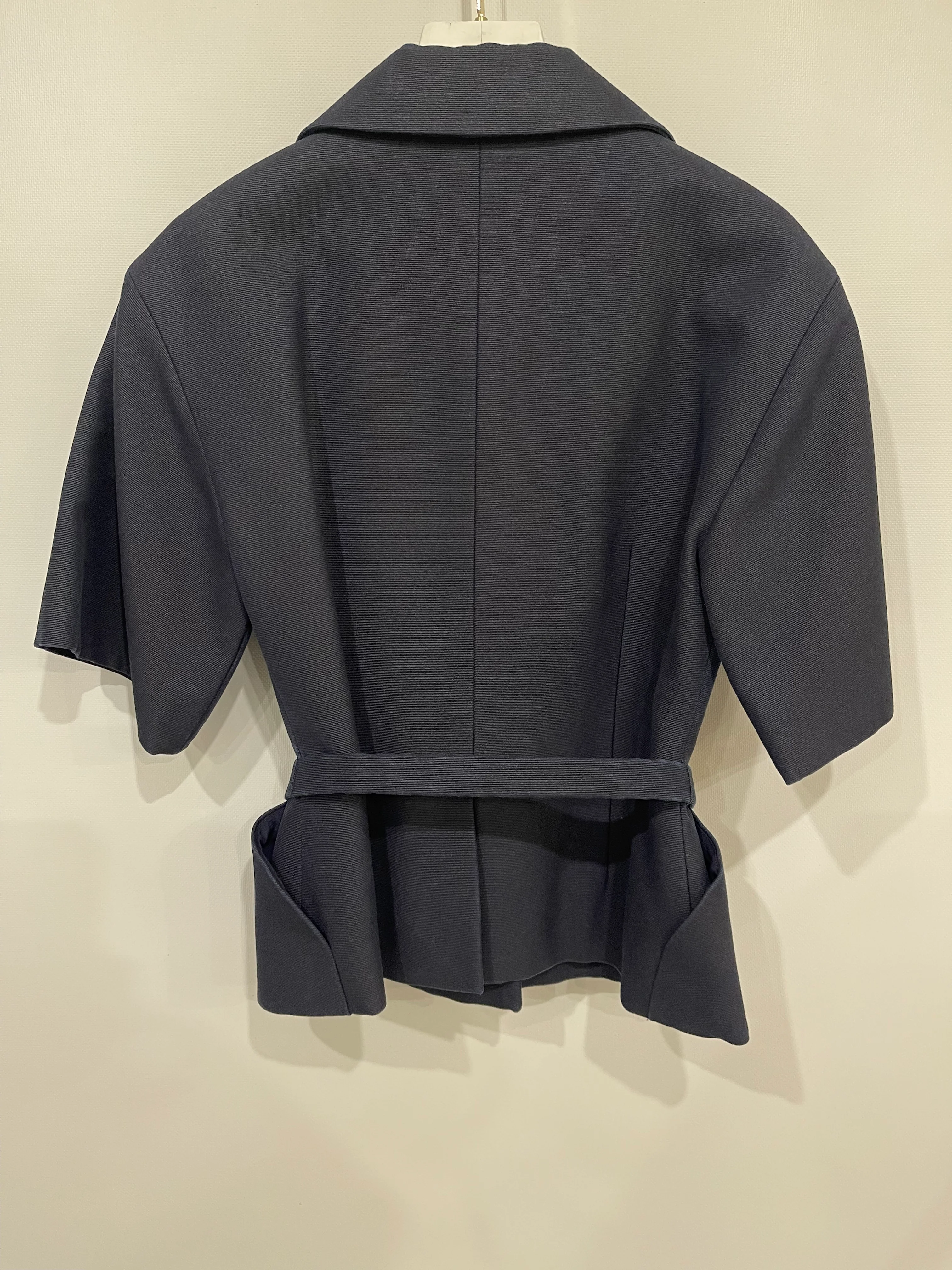 Christian Dior Navy Short-Sleeve Blazer Top With Belt Detail Size FR 34 (UK 6) - Image 10