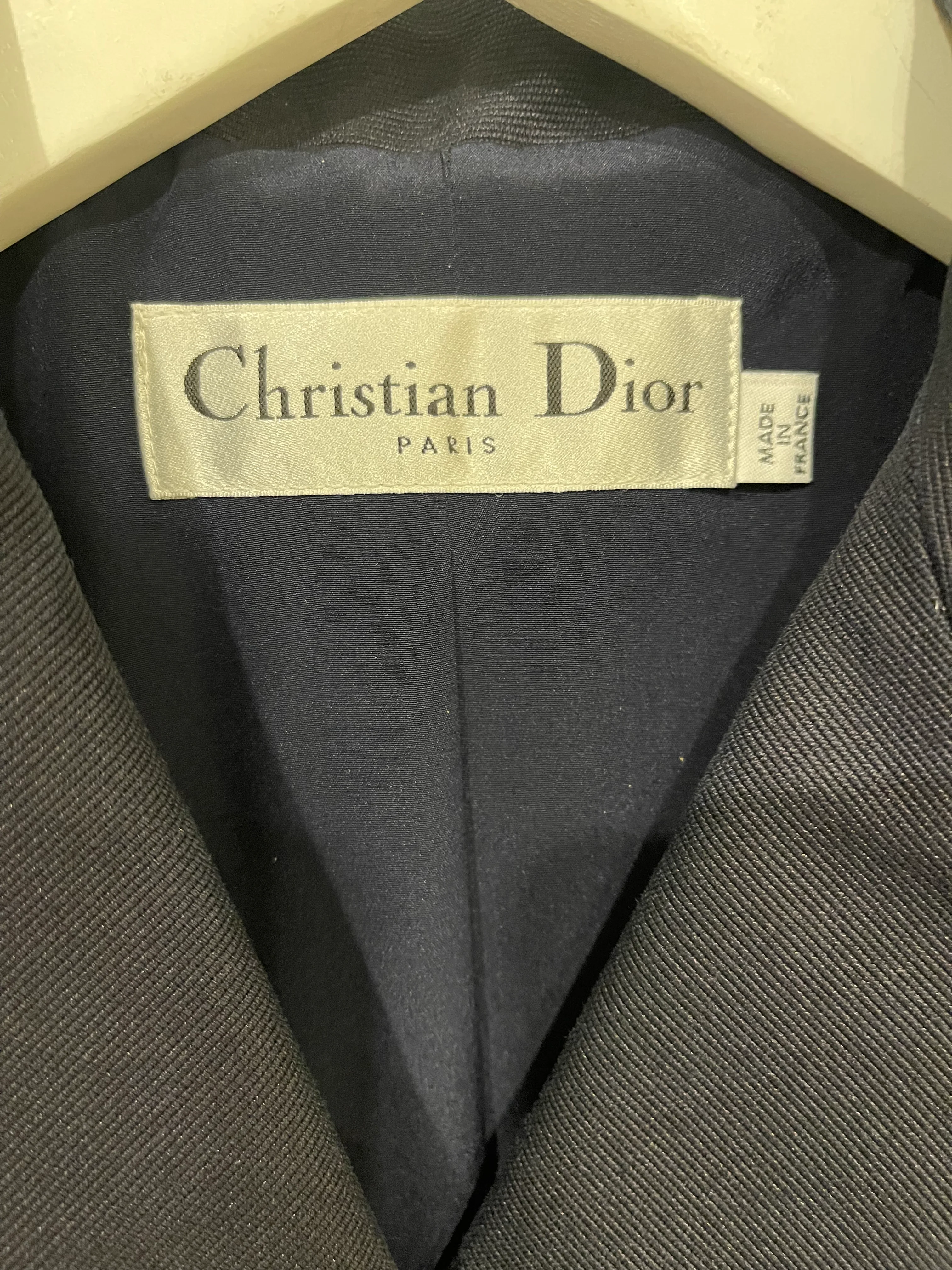 Christian Dior Navy Short-Sleeve Blazer Top With Belt Detail Size FR 34 (UK 6) - Image 11