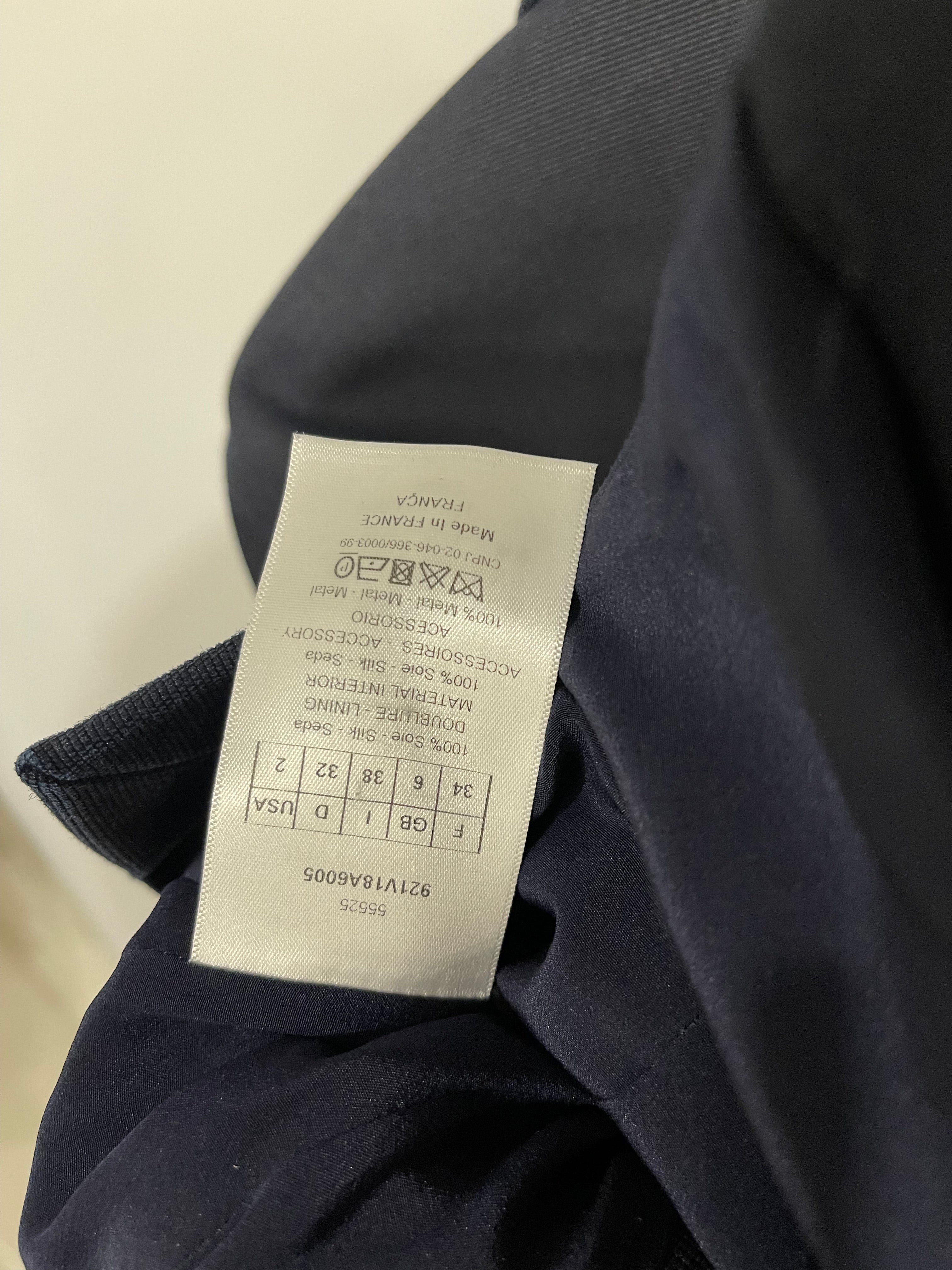 Christian Dior Navy Short-Sleeve Blazer Top With Belt Detail Size FR 34 (UK 6) - Image 12