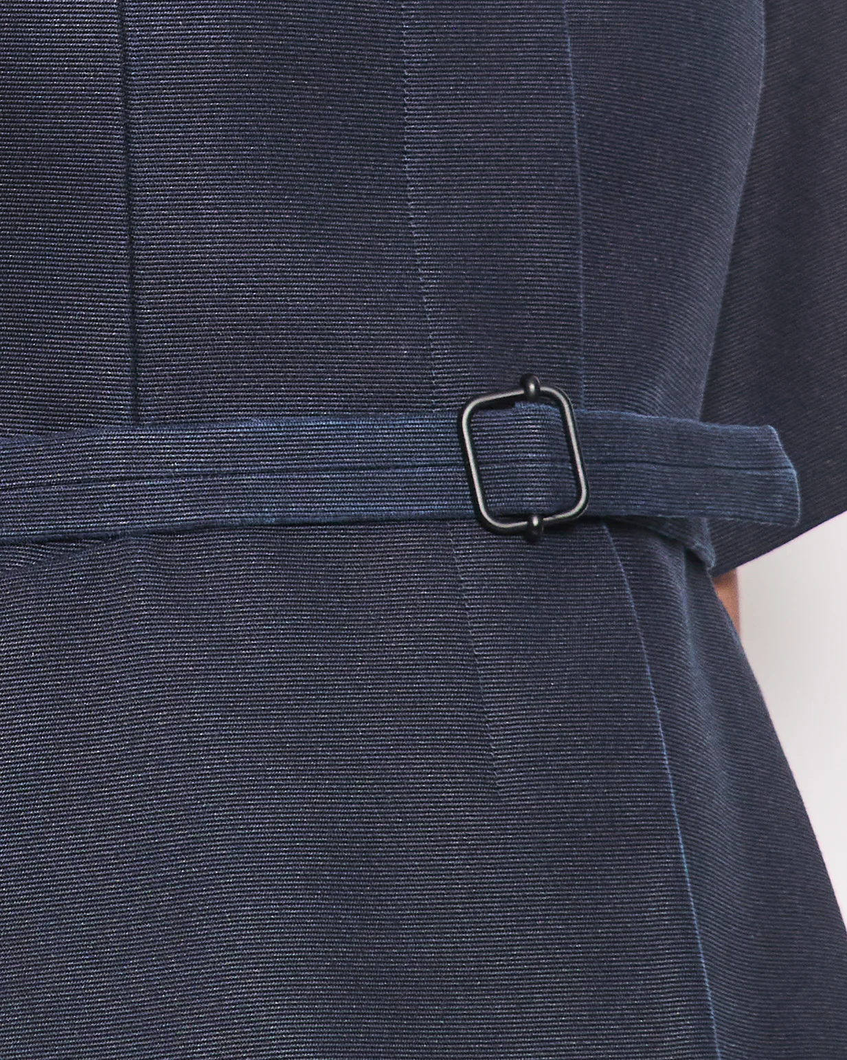 Christian Dior Navy Short-Sleeve Blazer Top With Belt Detail Size FR 34 (UK 6) - Image 4