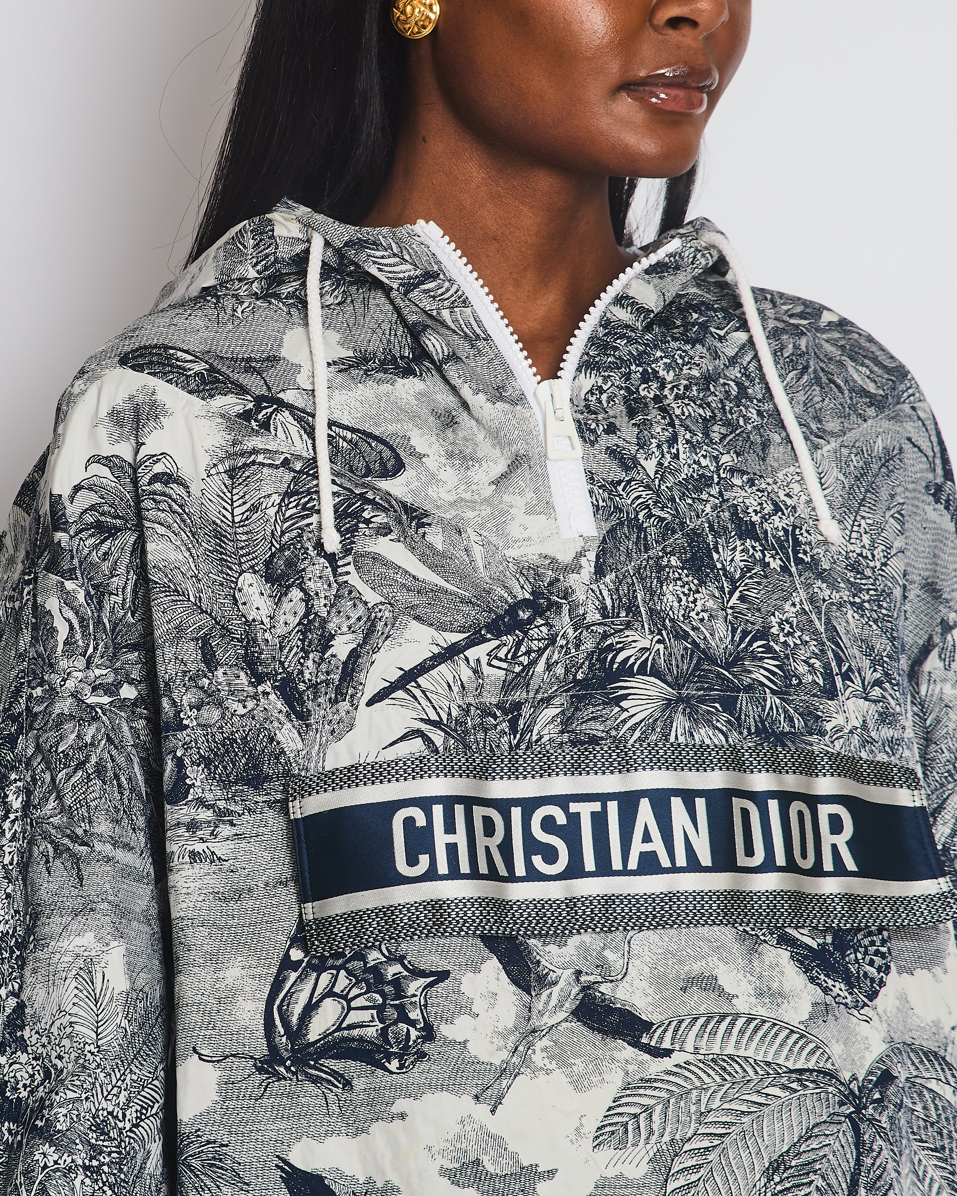Christian Dior Navy Toile de Jouy Logo Windbreaker Size M (UK 10) - Image 3