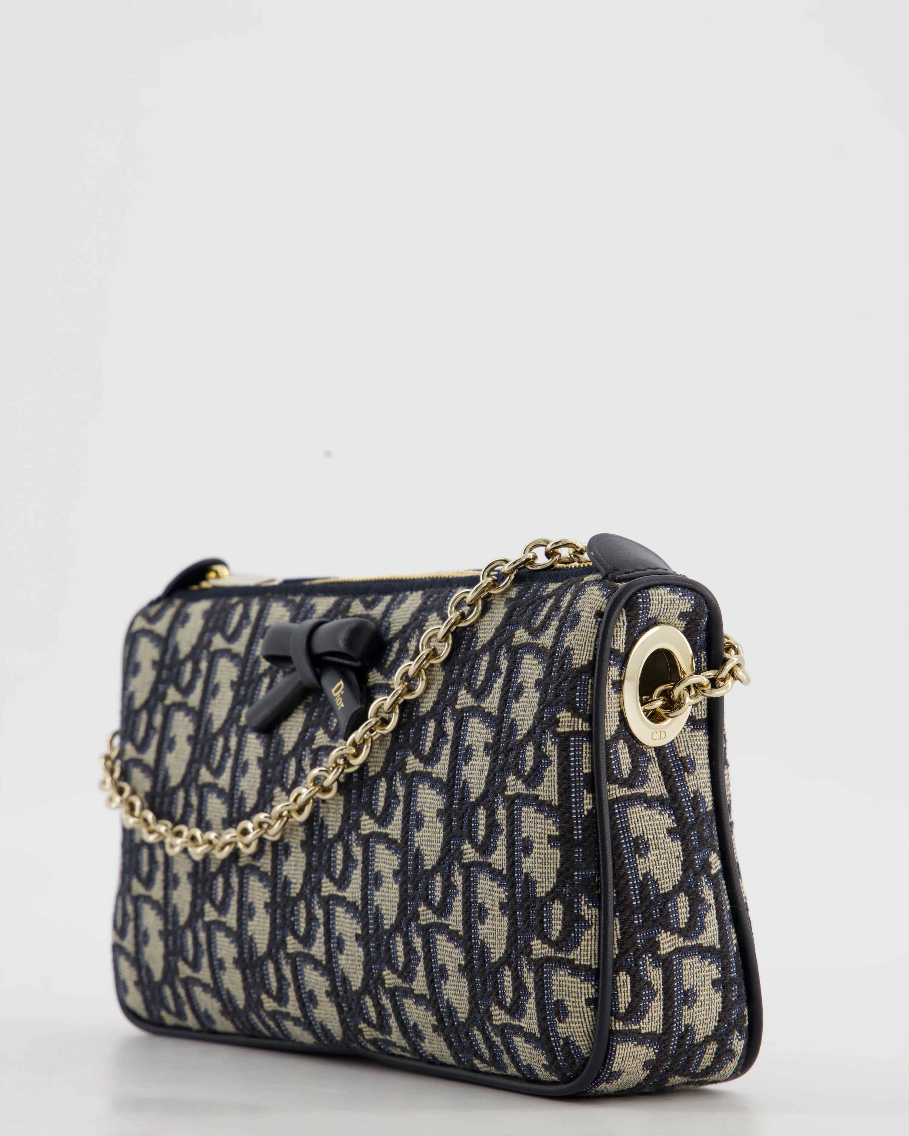 *CURRENT SEASON* Christian Dior Oblique Bow Pouch with Chain in Blue Oblique Jacquard - Image 11
