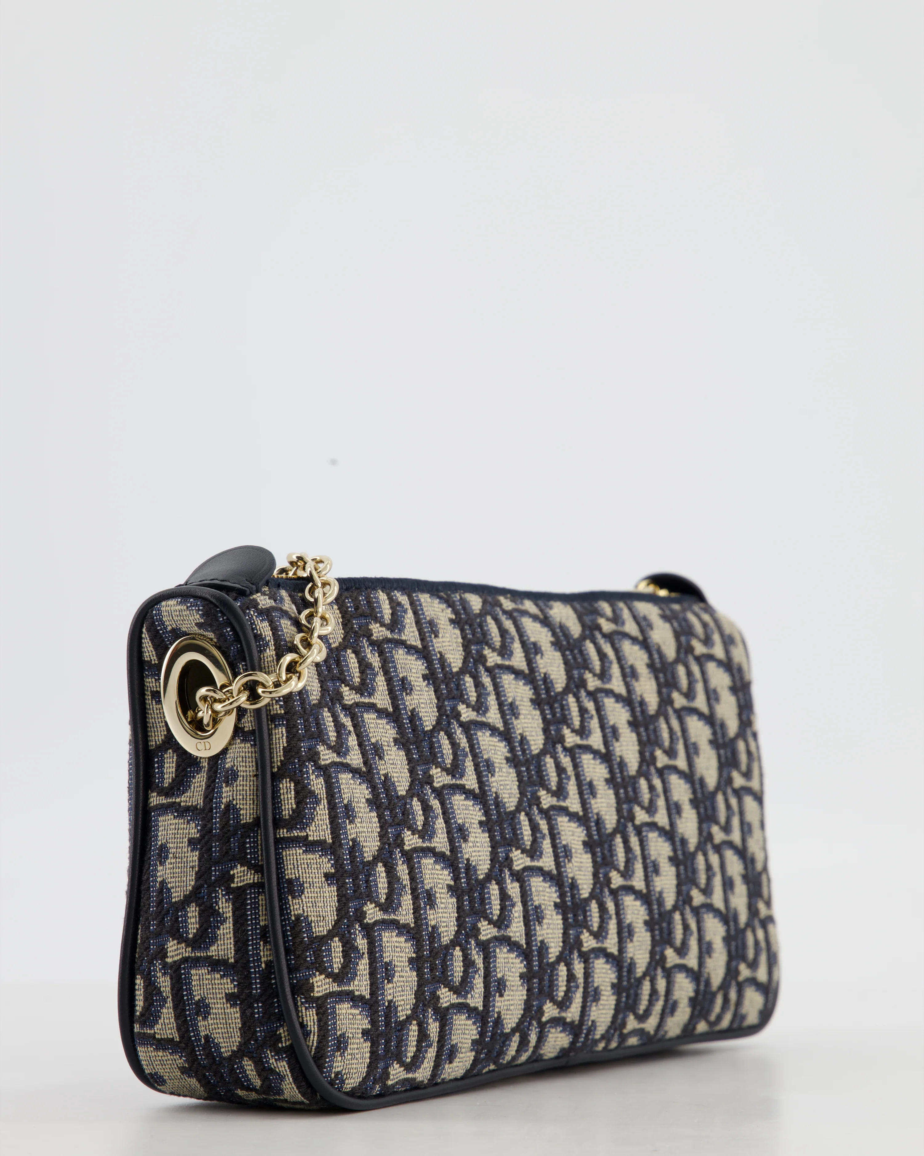 *CURRENT SEASON* Christian Dior Oblique Bow Pouch with Chain in Blue Oblique Jacquard - Image 12