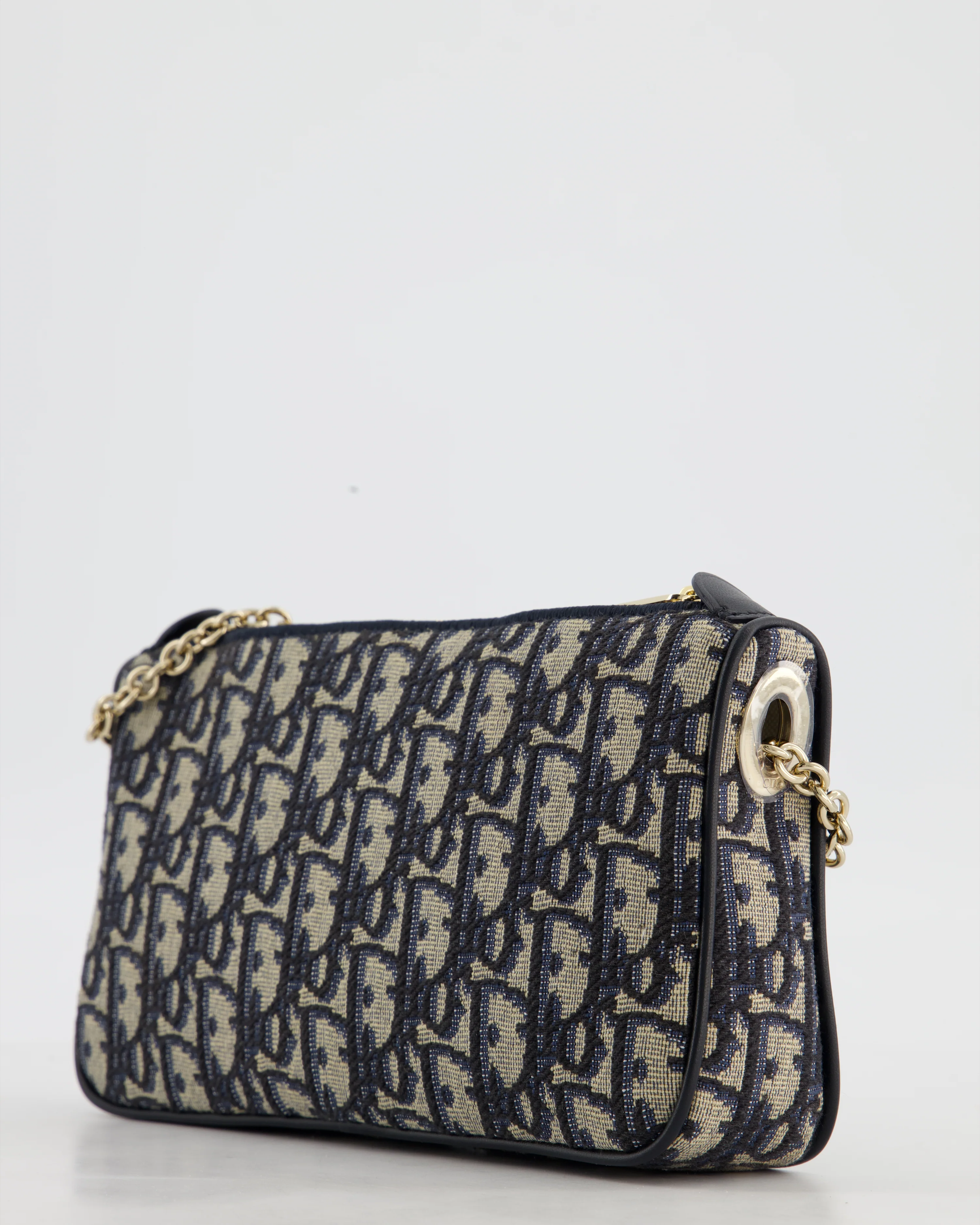 *CURRENT SEASON* Christian Dior Oblique Bow Pouch with Chain in Blue Oblique Jacquard - Image 13