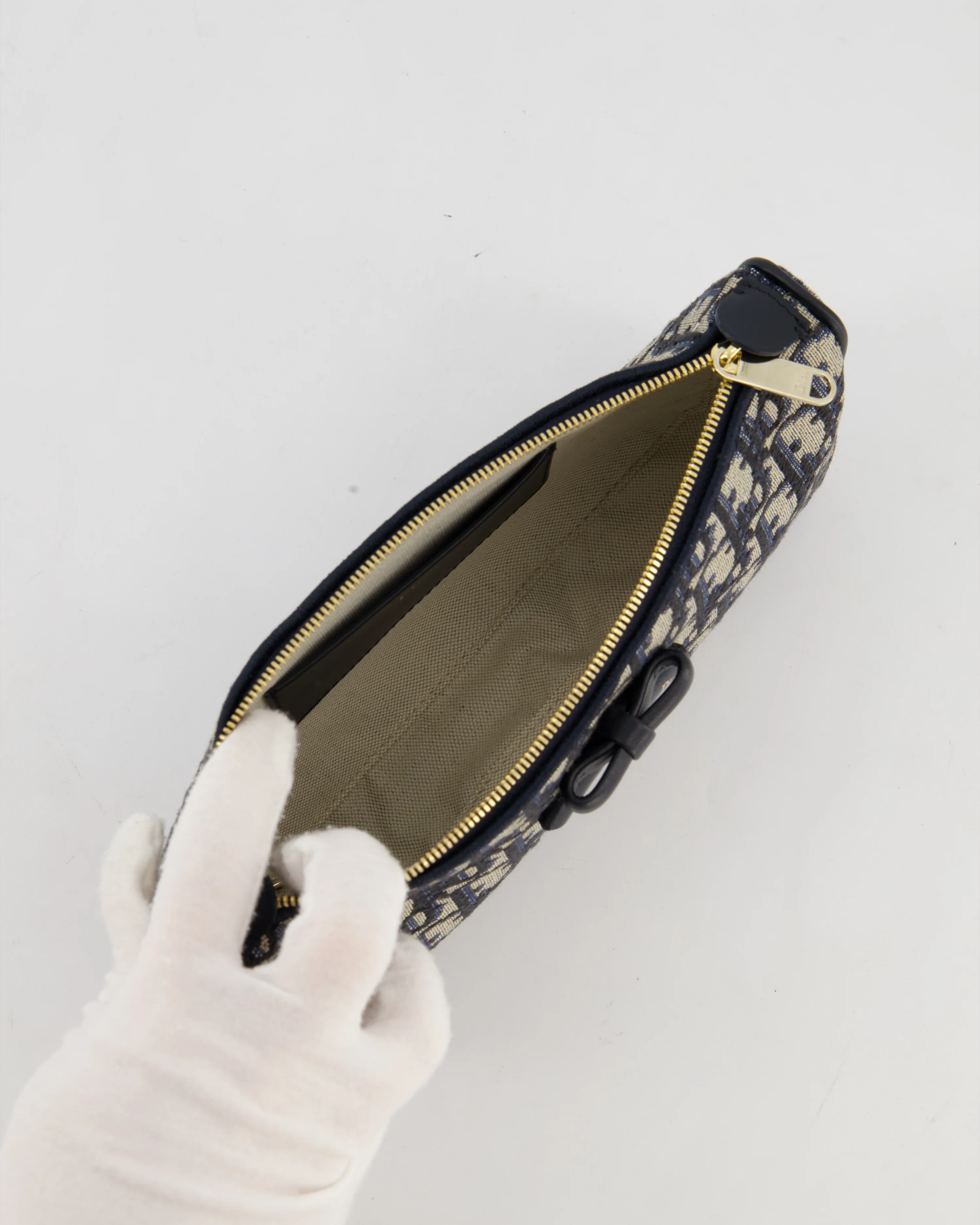 *CURRENT SEASON* Christian Dior Oblique Bow Pouch with Chain in Blue Oblique Jacquard - Image 15