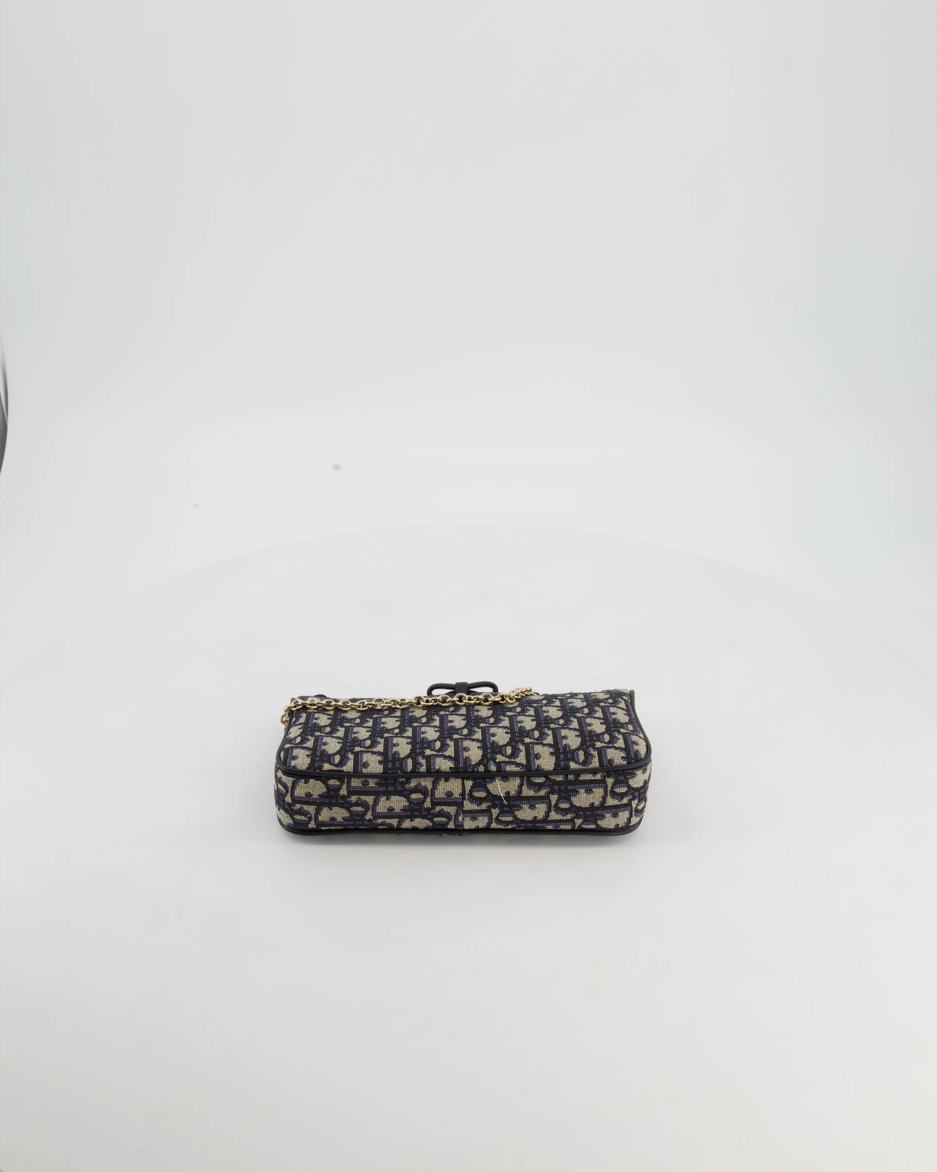 *CURRENT SEASON* Christian Dior Oblique Bow Pouch with Chain in Blue Oblique Jacquard - Image 16