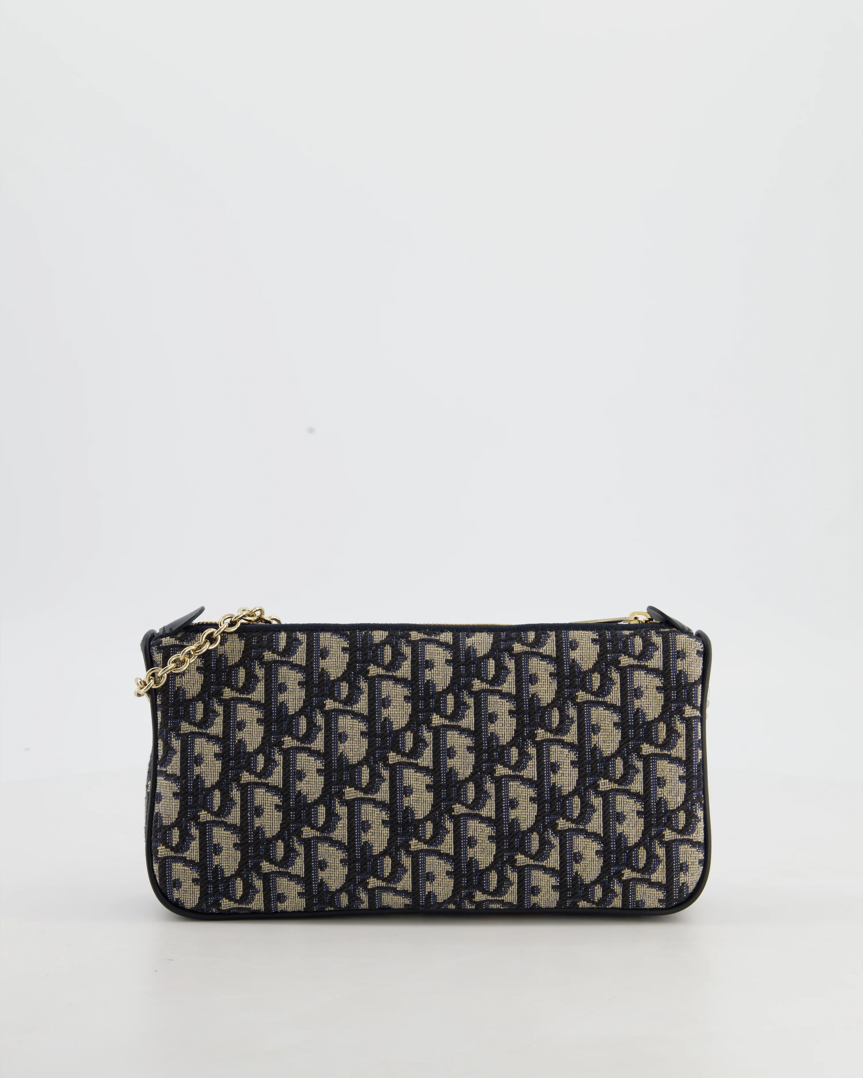 *CURRENT SEASON* Christian Dior Oblique Bow Pouch with Chain in Blue Oblique Jacquard - Image 6