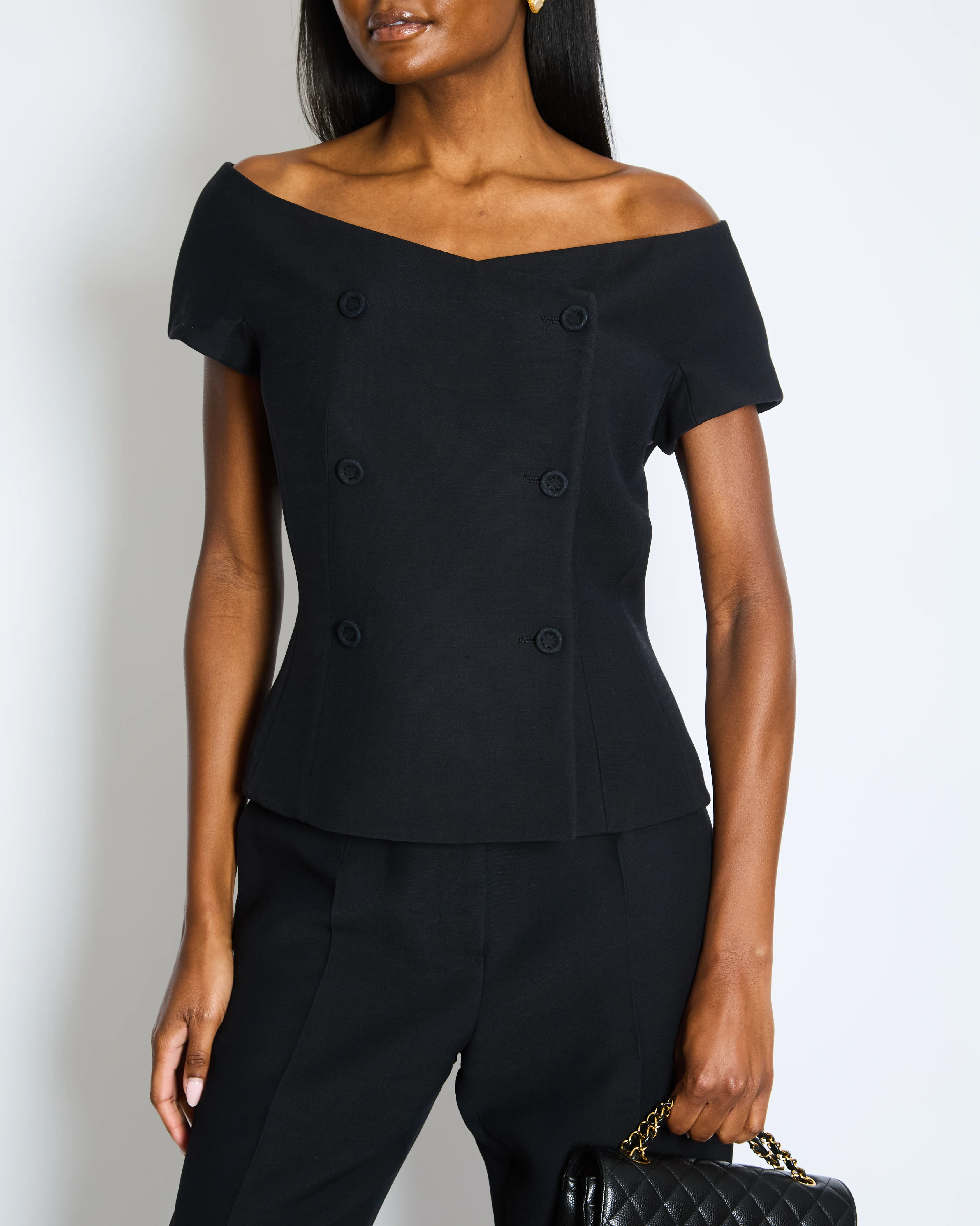Christian Dior Off Shoulder Barr Jacket with Wide Leg Trouser Set Size UK 14 RRP Jacket £3200 Trouser RRP £1700 - Image 2
