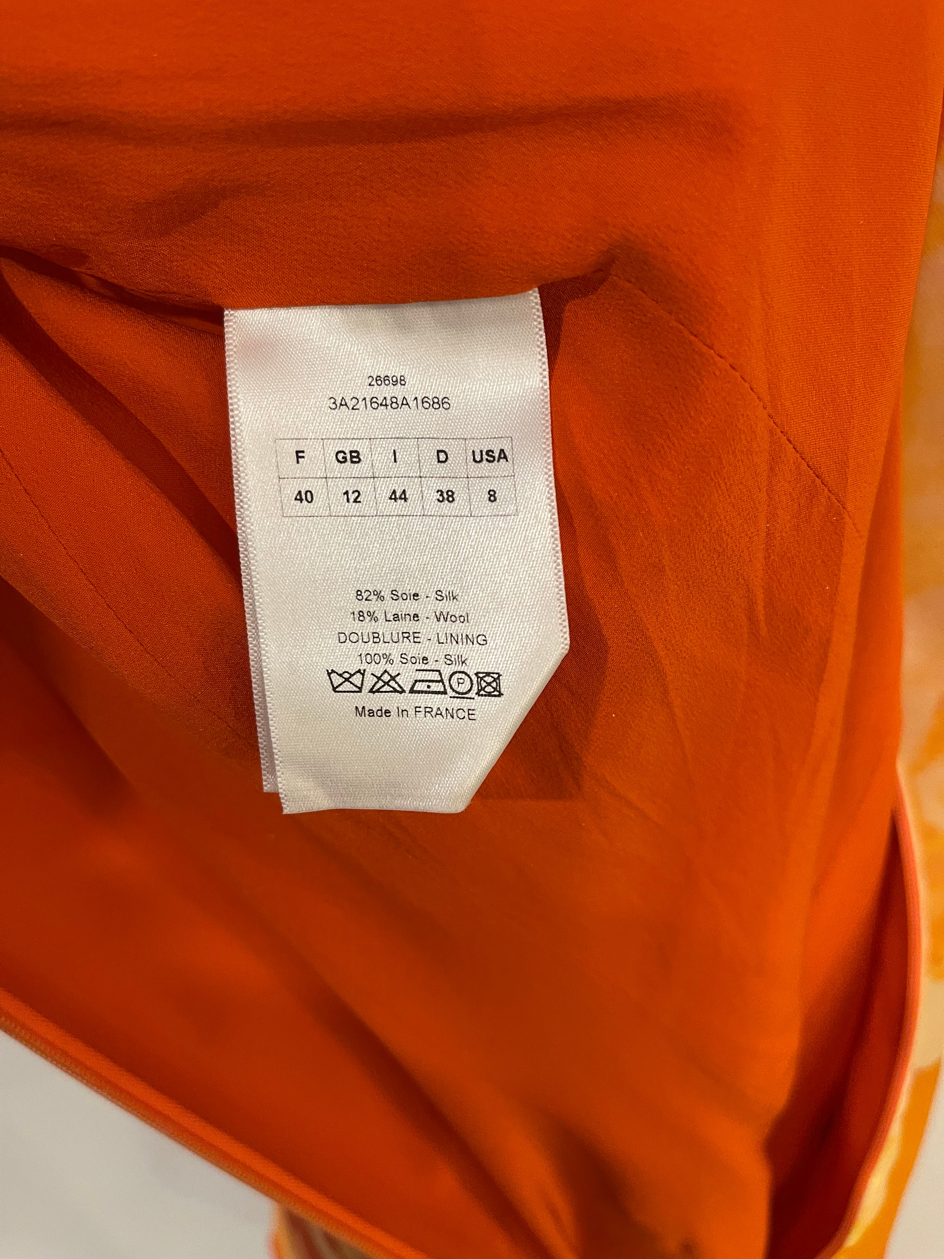 Christian Dior Orange Silk Floral Aquarelle Sleeveless Dress Size FR 40 (UK 12) - Image 11