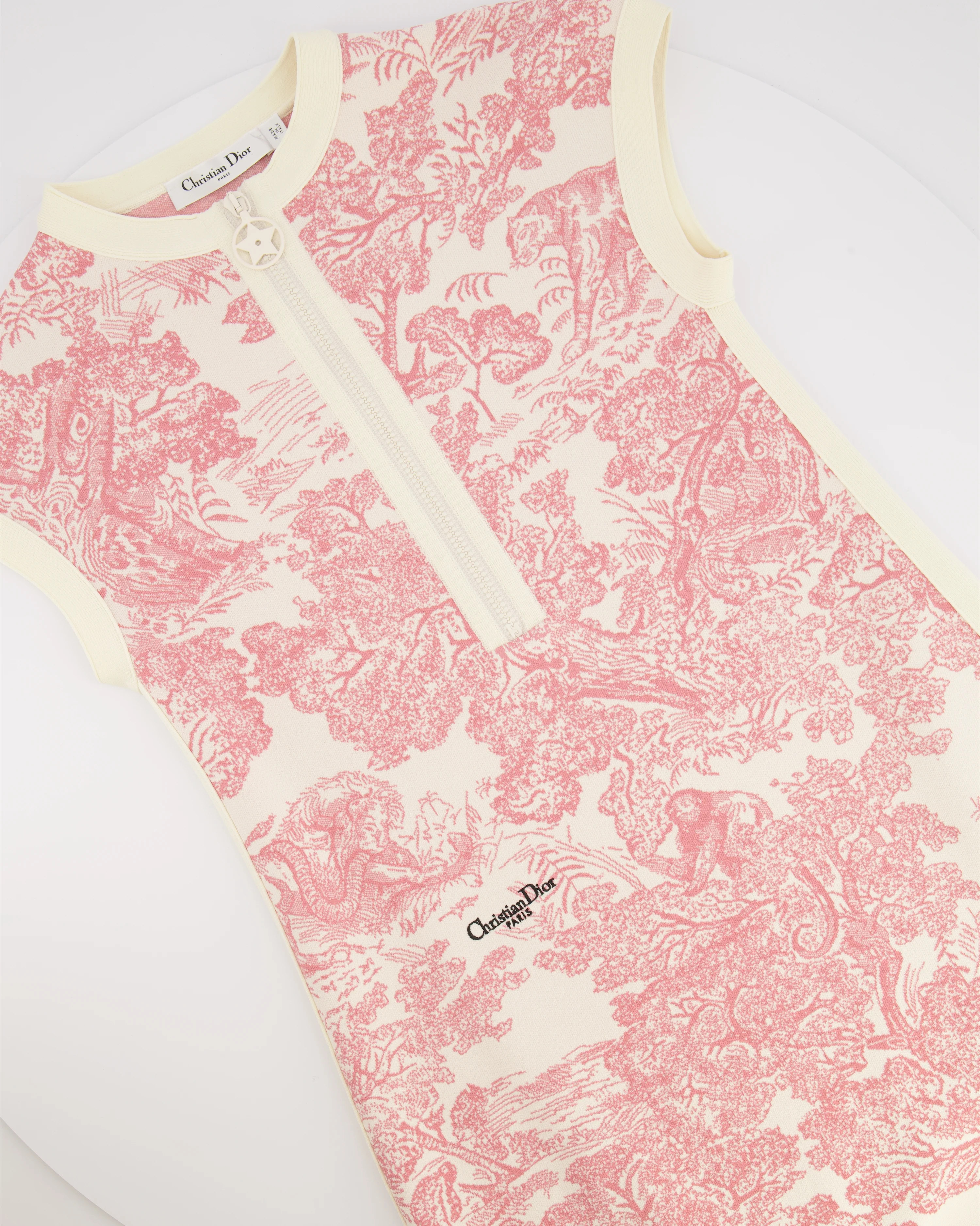 Christian Dior Pink and White Dioriviera Toile de Jouy Mini Dress Size FR 34 (UK 6) RRP £2,600 - Image 6