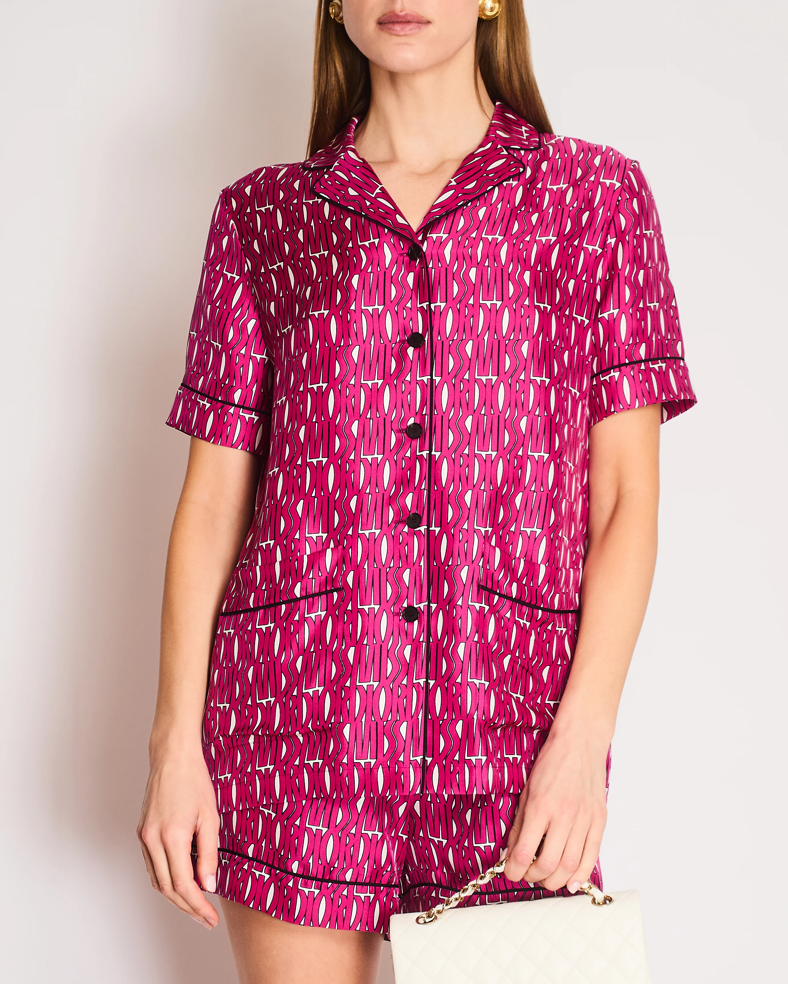 Christian Dior Pink "MISS DIOR" Silk Shirt with Matching Short Size 36 (UK 8) - Image 2